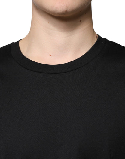 Dolce &amp; Gabbana svart bomulls-t-shirt med rund hals och korta ärmar