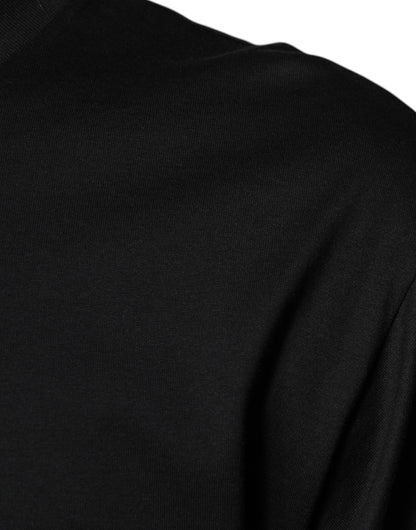 Dolce &amp; Gabbana svart bomulls-t-shirt med rund hals och korta ärmar