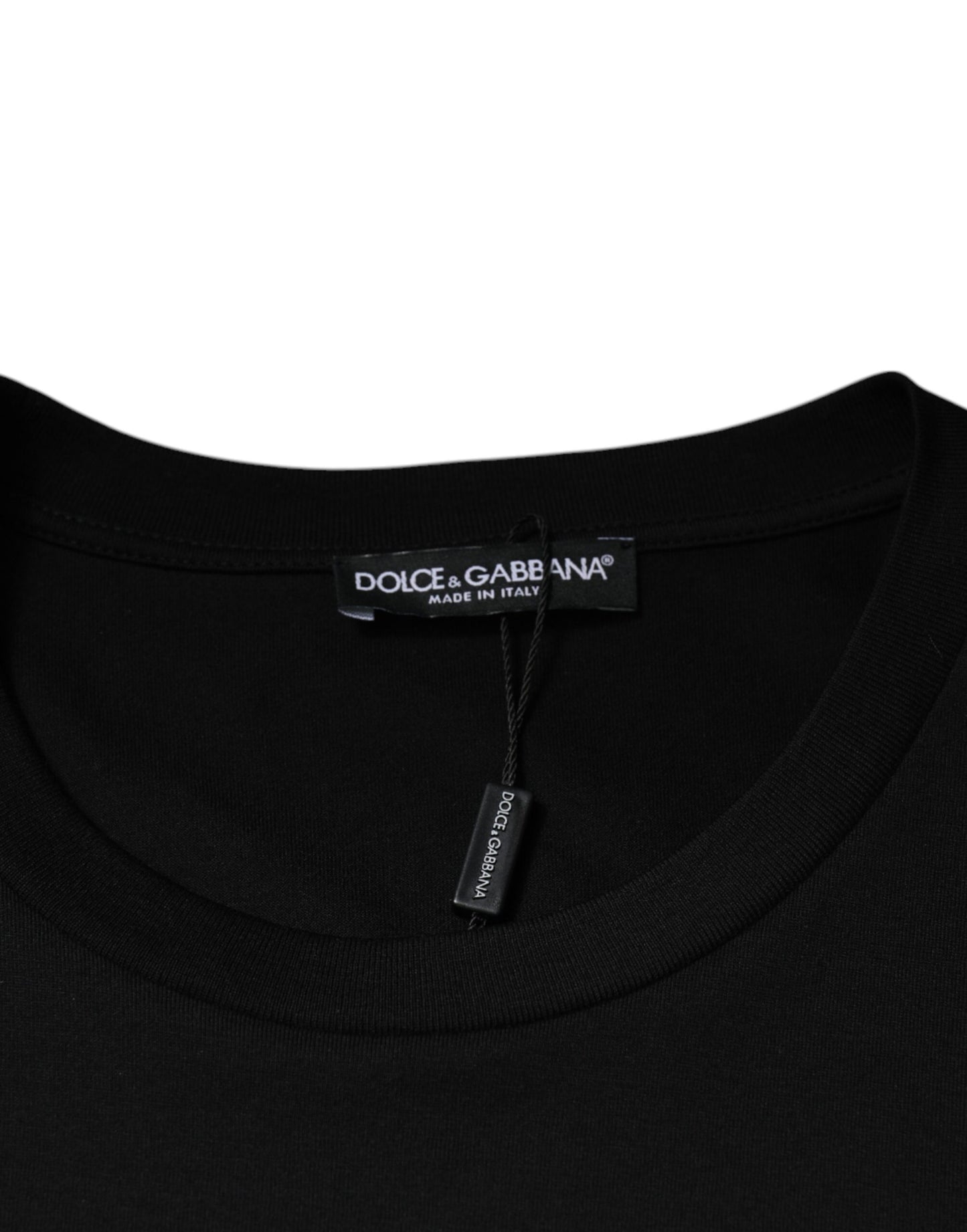 Dolce &amp; Gabbana svart bomulls-t-shirt med rund hals och korta ärmar