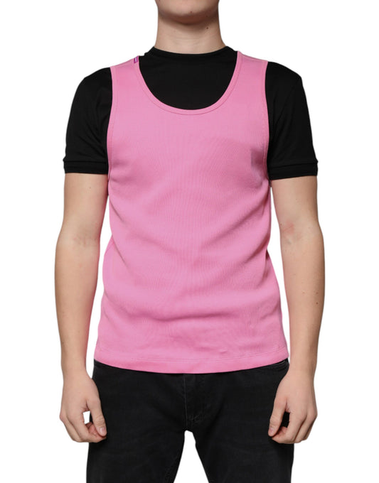 Dolce &amp; Gabbana Rosa bomulls-t-shirt med rund hals och ärmlös design