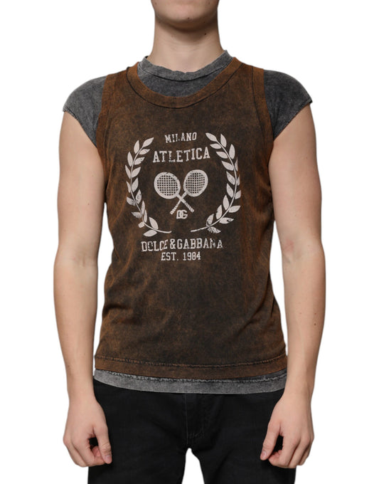 Dolce &amp; Gabbana Brun Bomulls-T-shirt Med Rund Hals Och Ärmlös