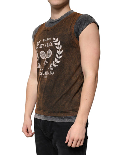 Dolce &amp; Gabbana Brun Bomulls-T-shirt Med Rund Hals Och Ärmlös