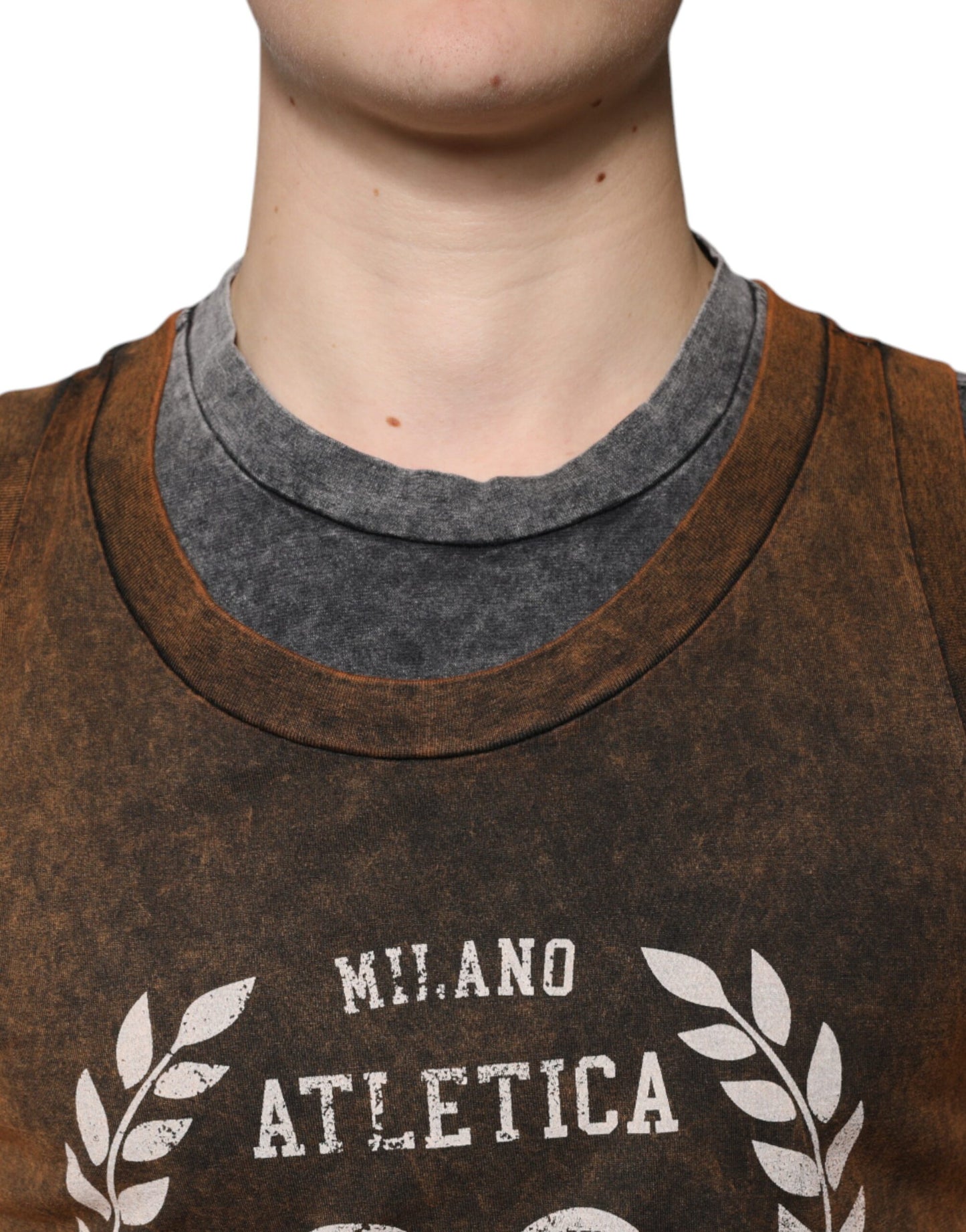 Dolce &amp; Gabbana Brun Bomulls-T-shirt Med Rund Hals Och Ärmlös