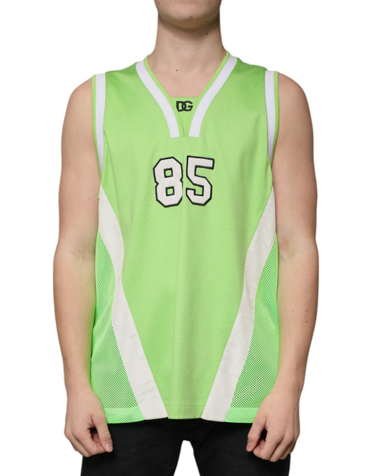 Dolce &amp; Gabbana Grön Polyester Jersey Ärmlös T-shirt