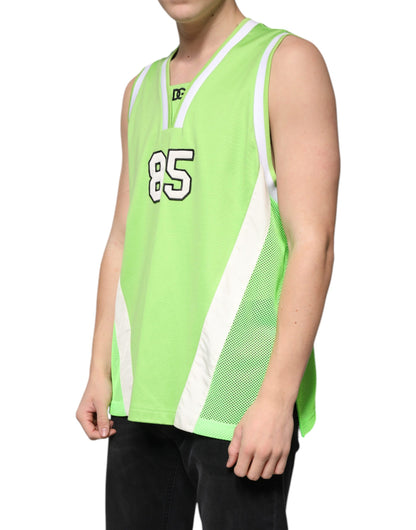 Dolce &amp; Gabbana Grön Polyester Jersey Ärmlös T-shirt