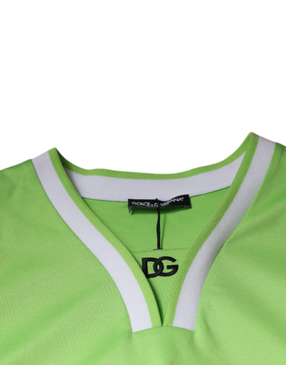Dolce &amp; Gabbana Grön Polyester Jersey Ärmlös T-shirt