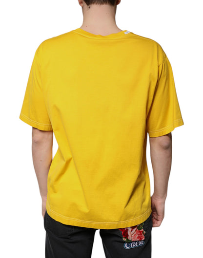 Dolce &amp; Gabbana Gul Bomulls-T-shirt Med V-Ringning Och Korta Ärmar