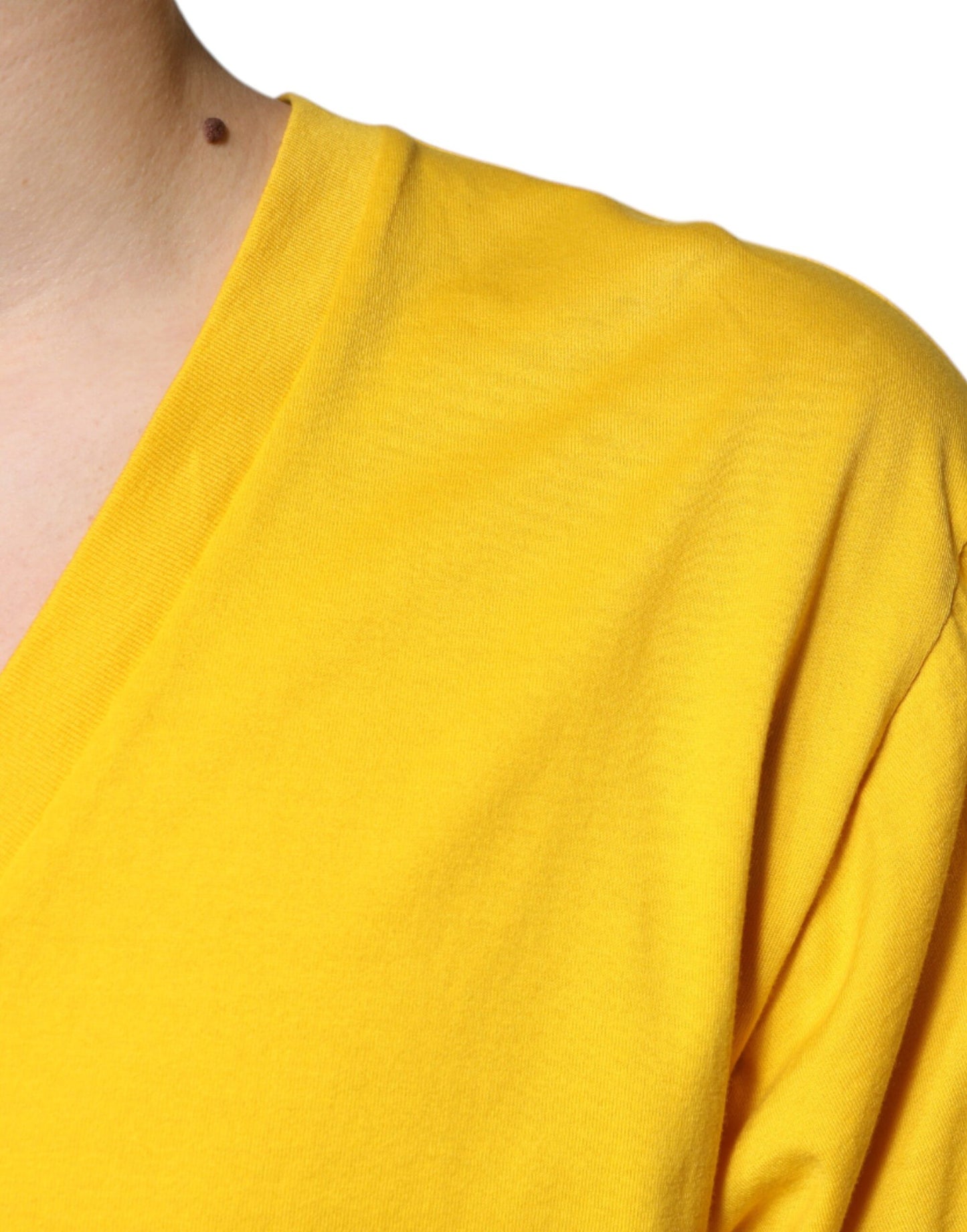 Dolce &amp; Gabbana Gul Bomulls-T-shirt Med V-Ringning Och Korta Ärmar
