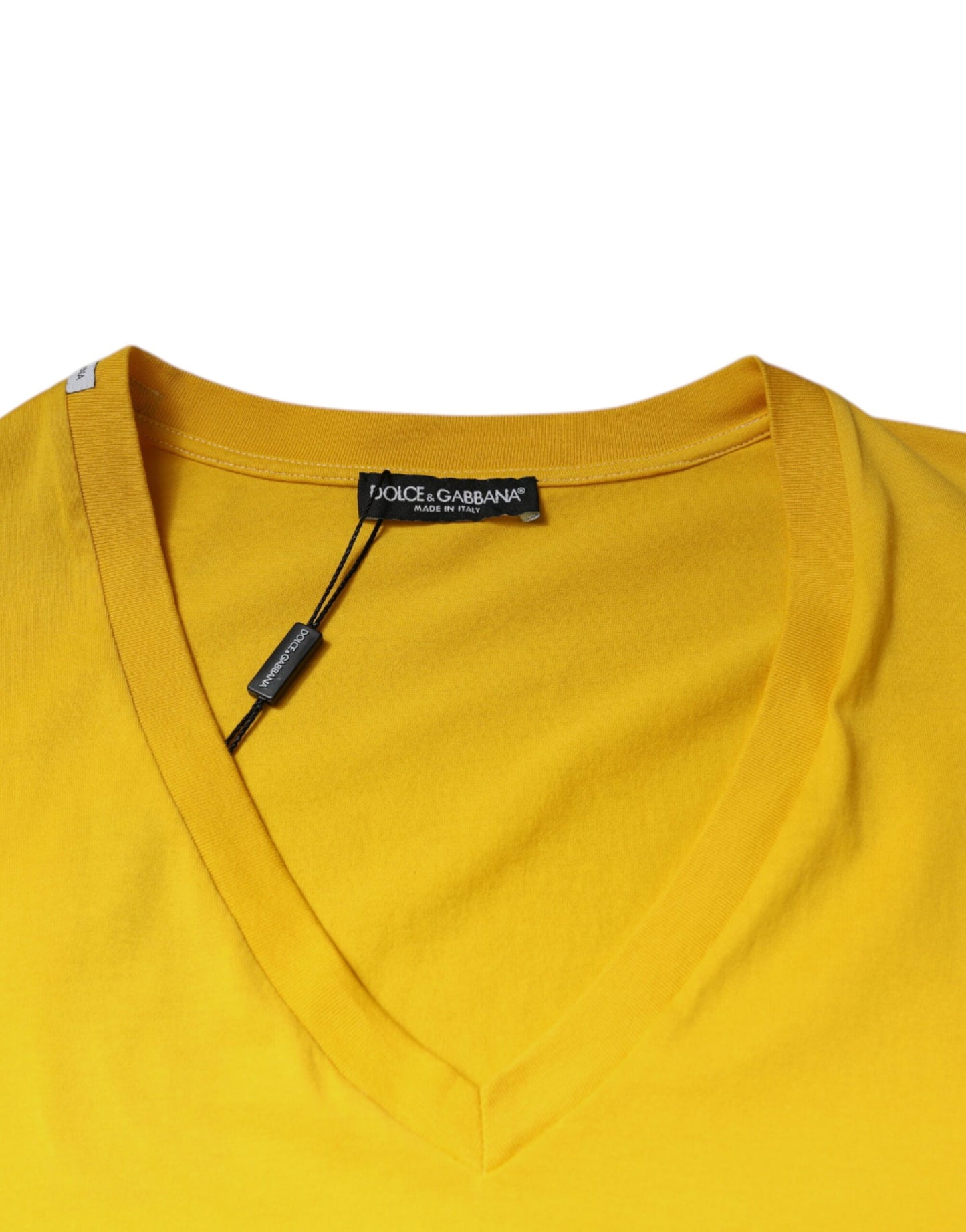 Dolce &amp; Gabbana Gul Bomulls-T-shirt Med V-Ringning Och Korta Ärmar
