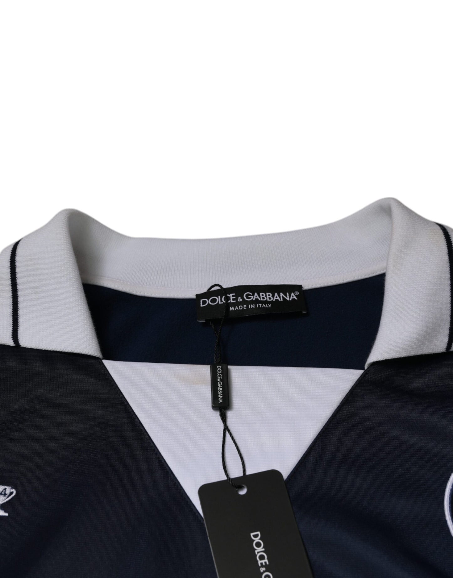Dolce &amp; Gabbana Blå Vit Milano Långärmad Jersey T-shirt