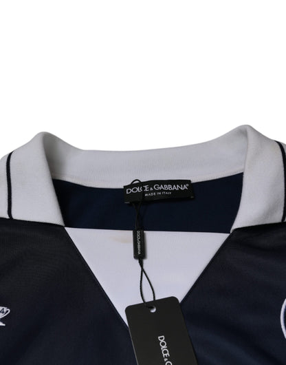 Dolce &amp; Gabbana Blå Vit Milano Långärmad Jersey T-shirt