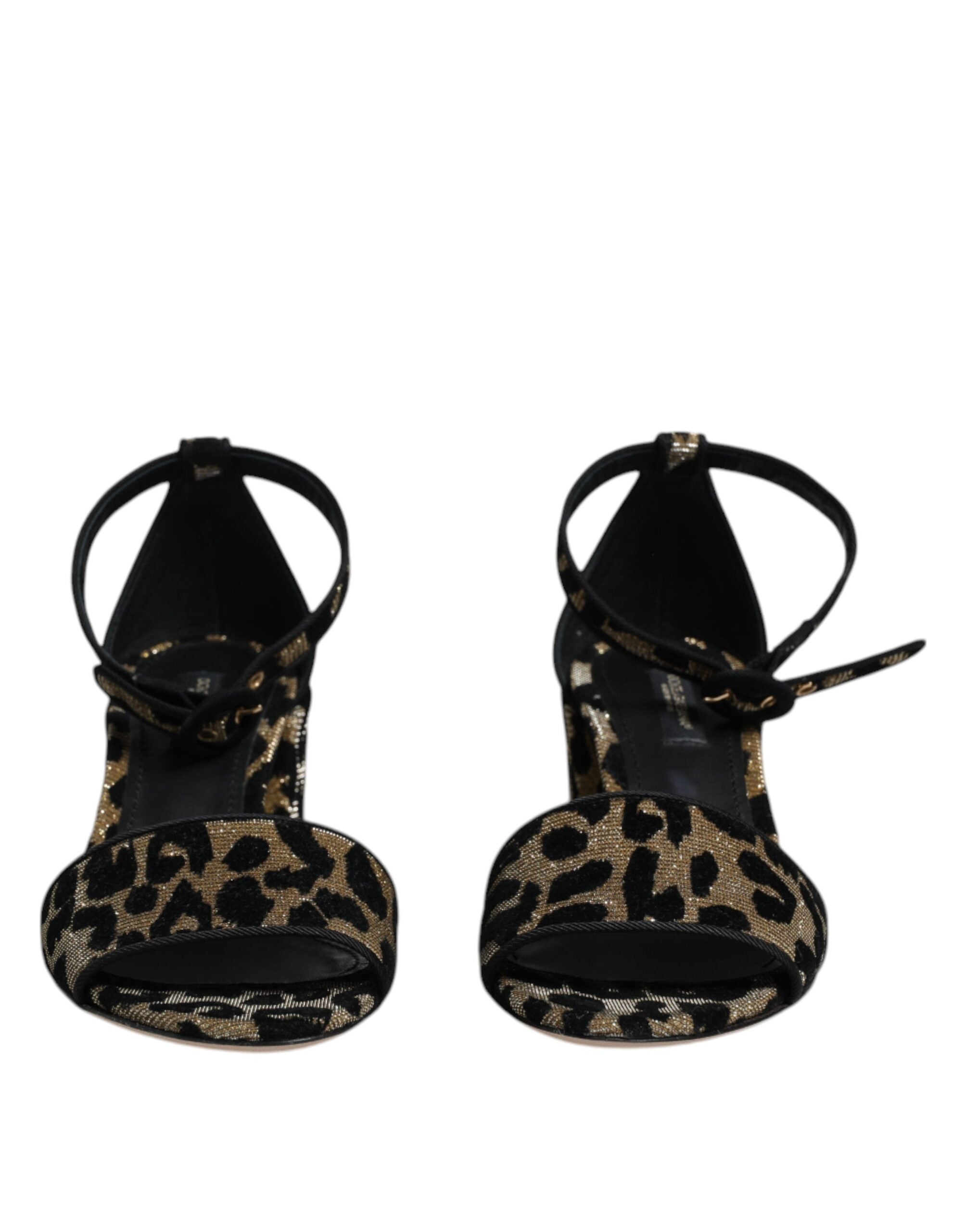 Gull Leopard Lurex Ankelrem Hæler Sandaler Sko