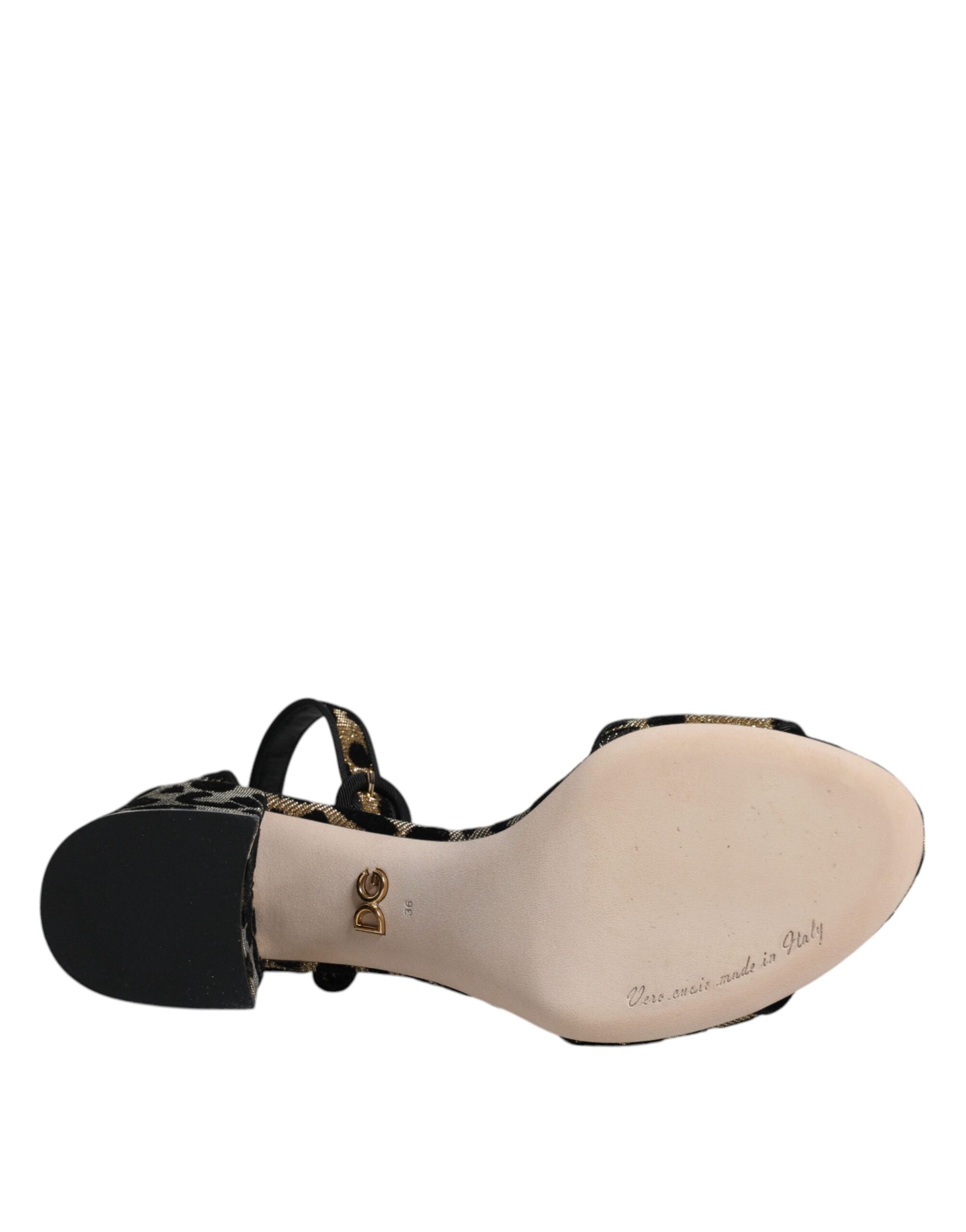Gull Leopard Lurex Ankelrem Hæler Sandaler Sko