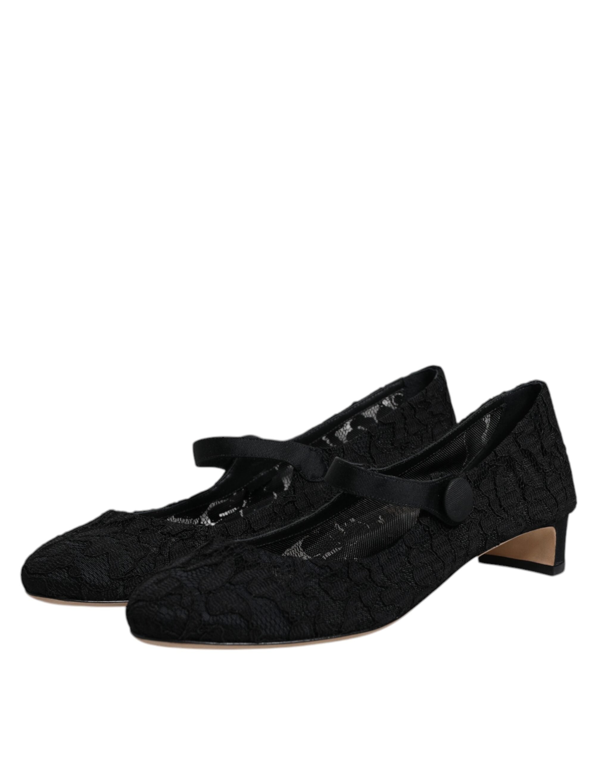 Svarta Mary Jane Taormina Pumps i spets