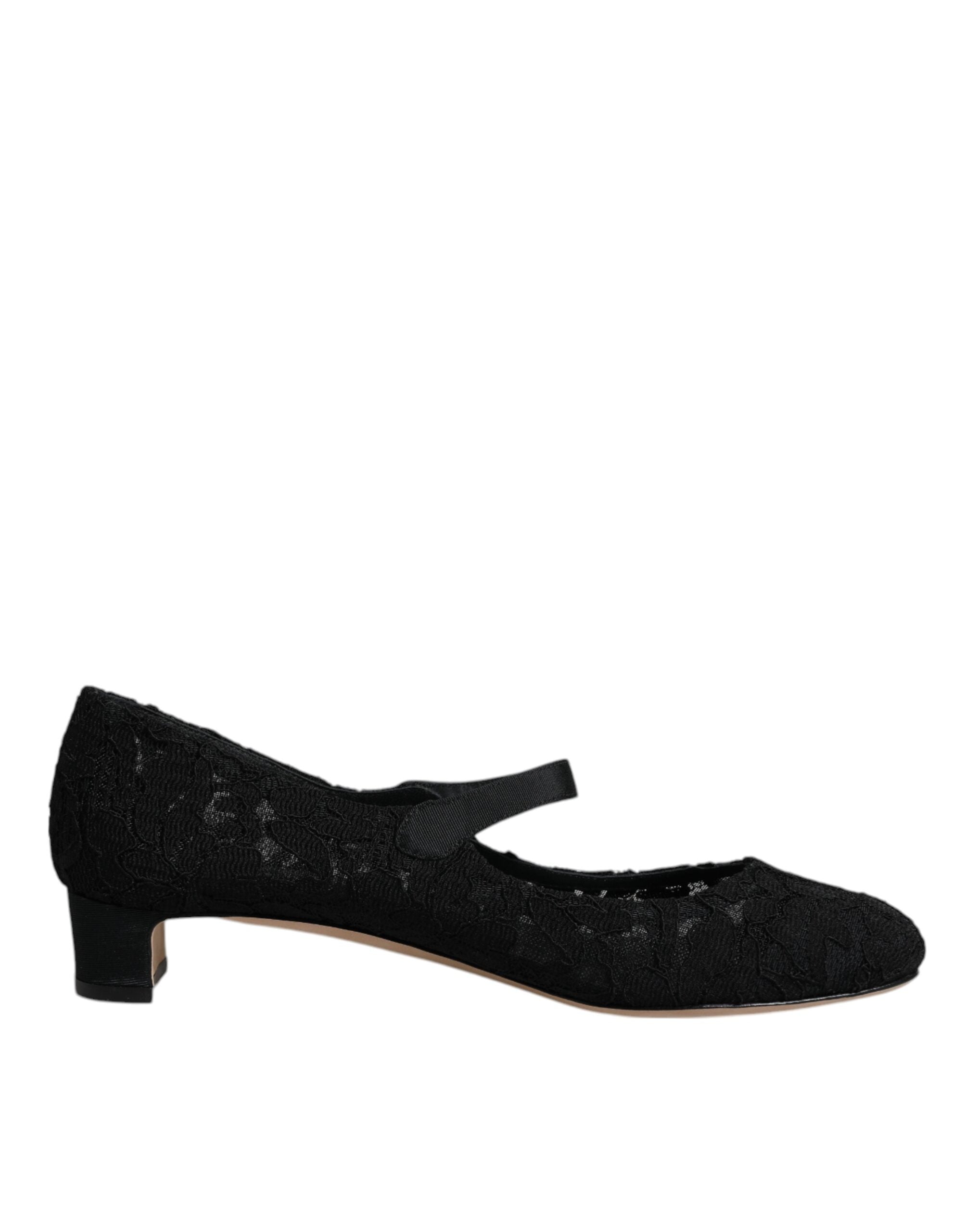 Svarta Mary Jane Taormina Pumps i spets