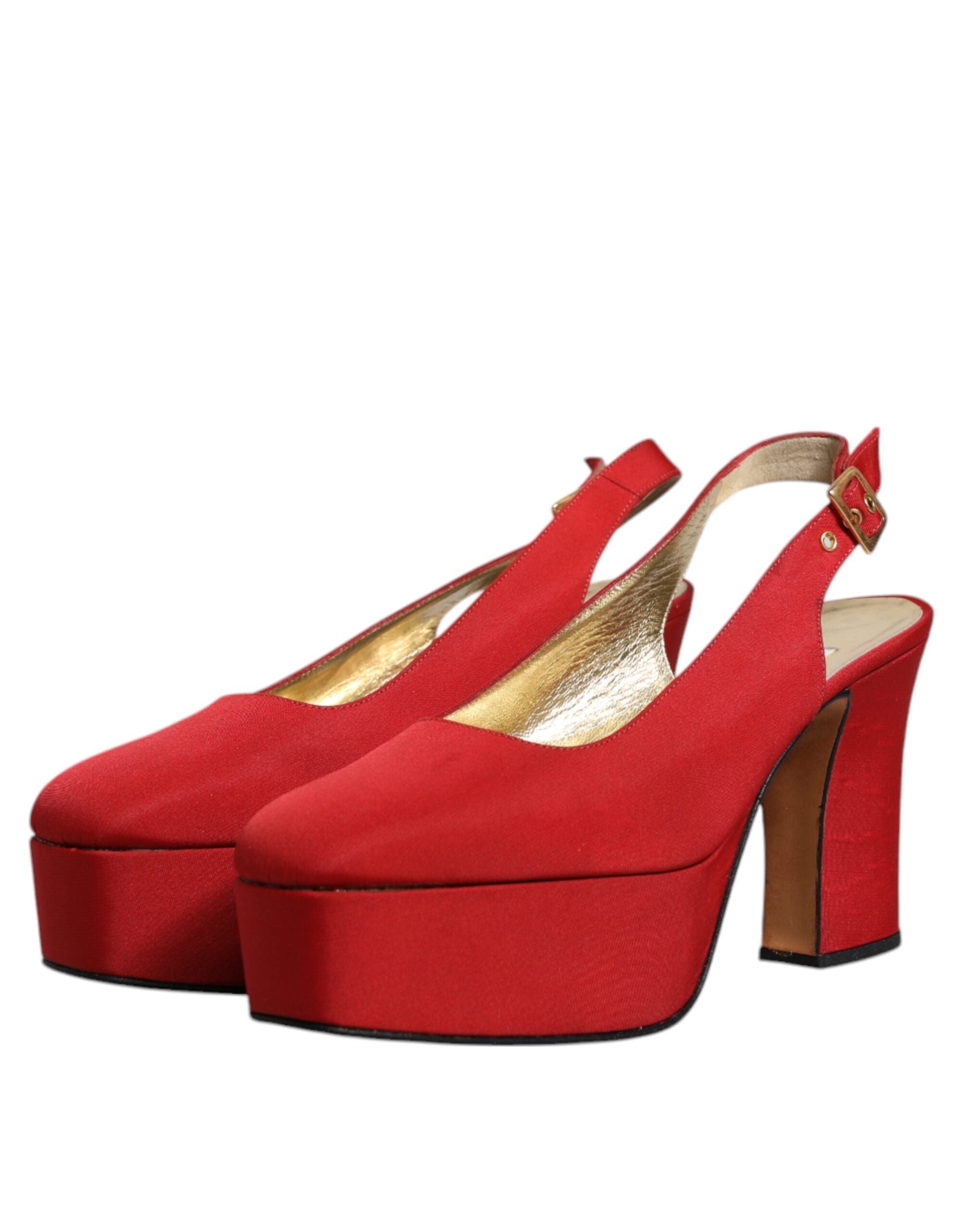Röda Platå Slingback Klackar Sandaler Skor