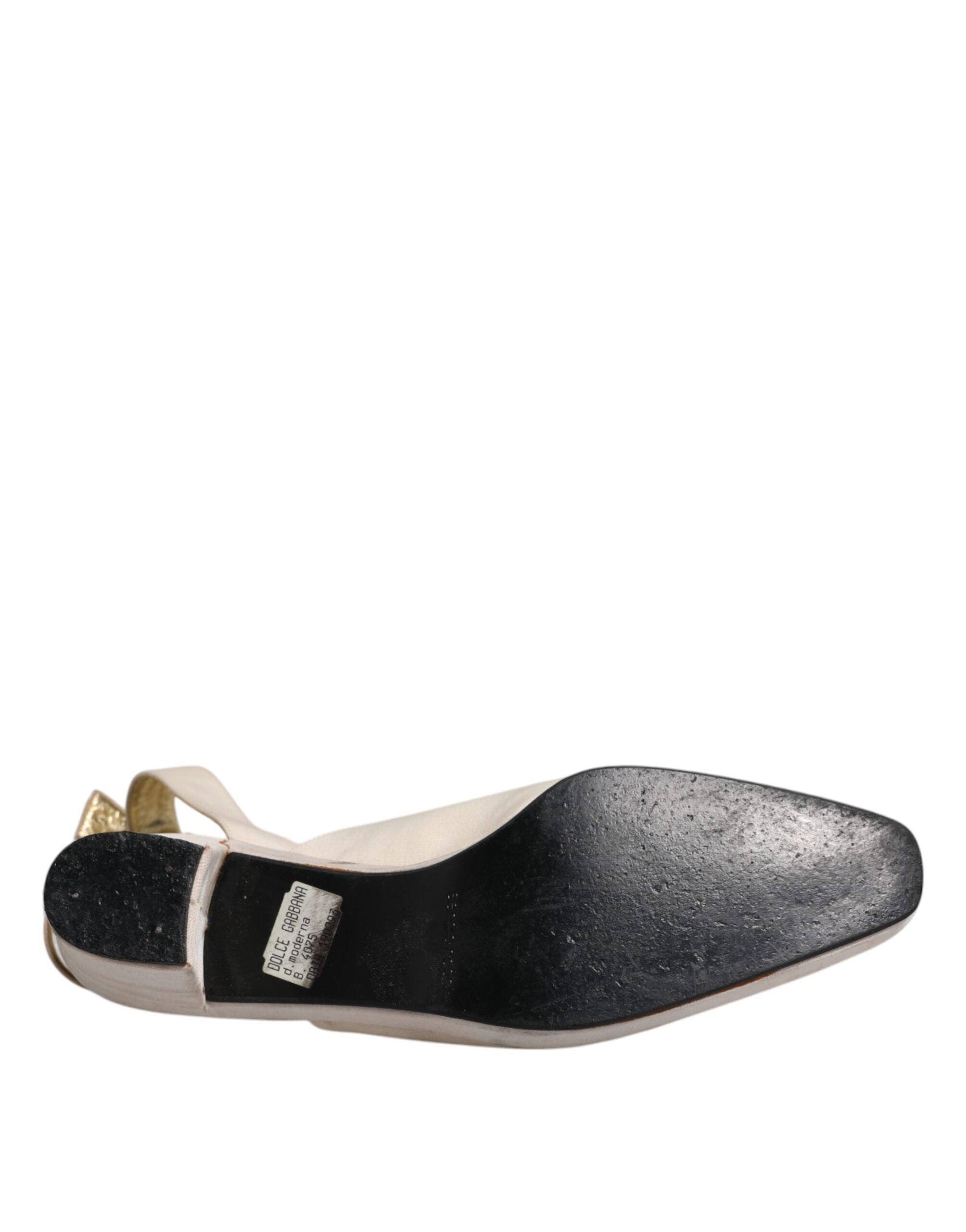 Off White Block Heels Slingback Sandaler Skor