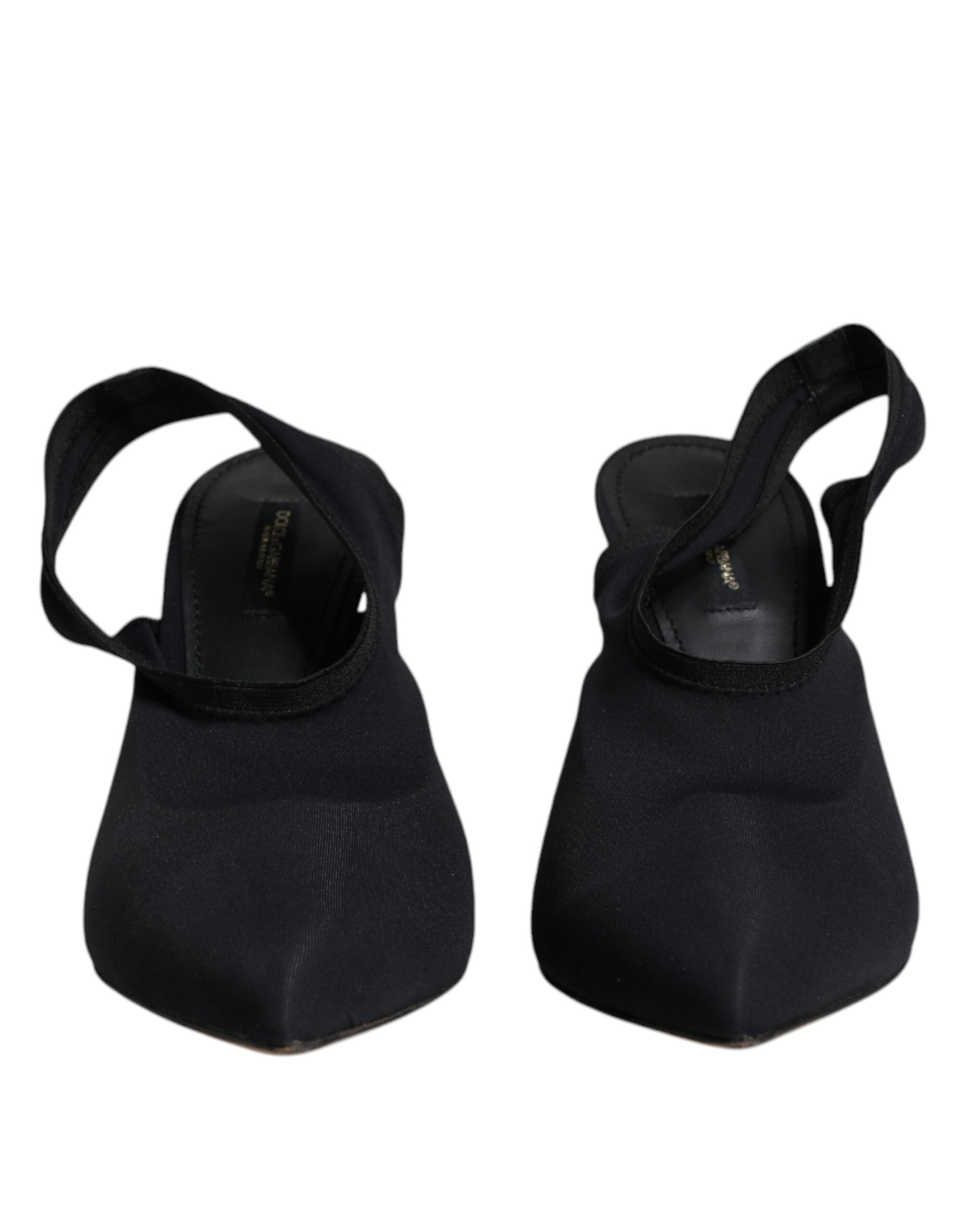 Svarta stretchiga slingbackskor i jersey