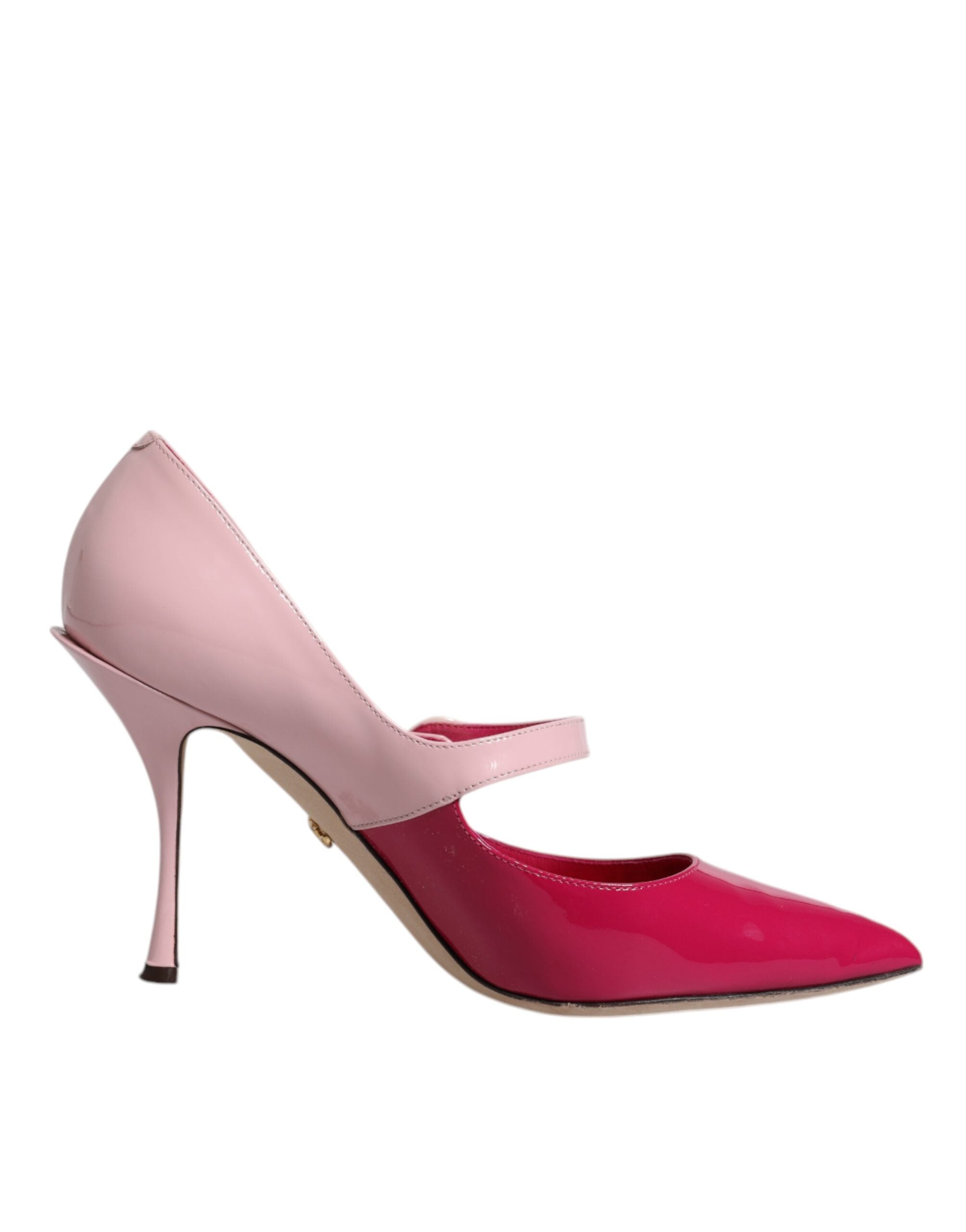 Tvåfärgade rosa läderskor med Mary Jane-klack och pumps