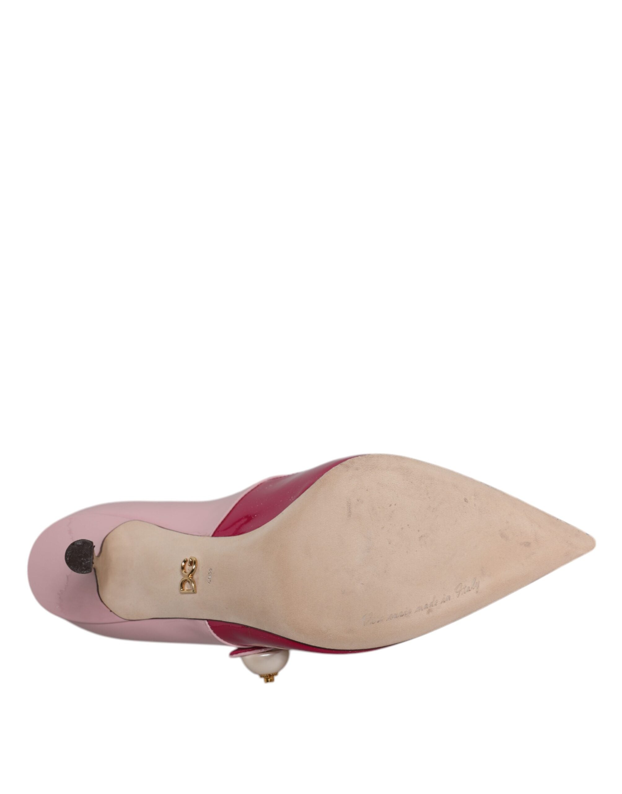 Tvåfärgade rosa läderskor med Mary Jane-klack och pumps