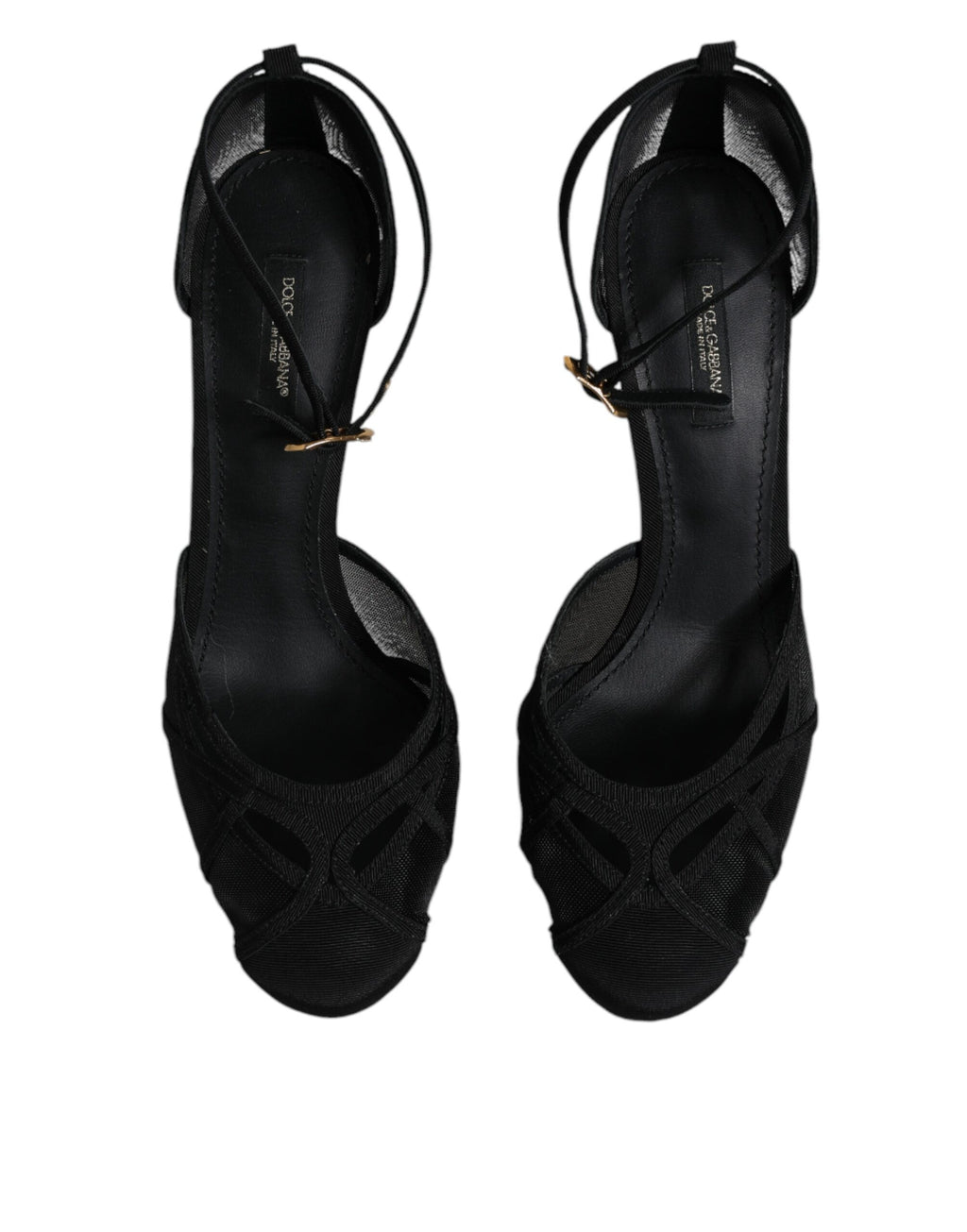 Svarta Mesh Ankelrem Klackar Pumps Skor