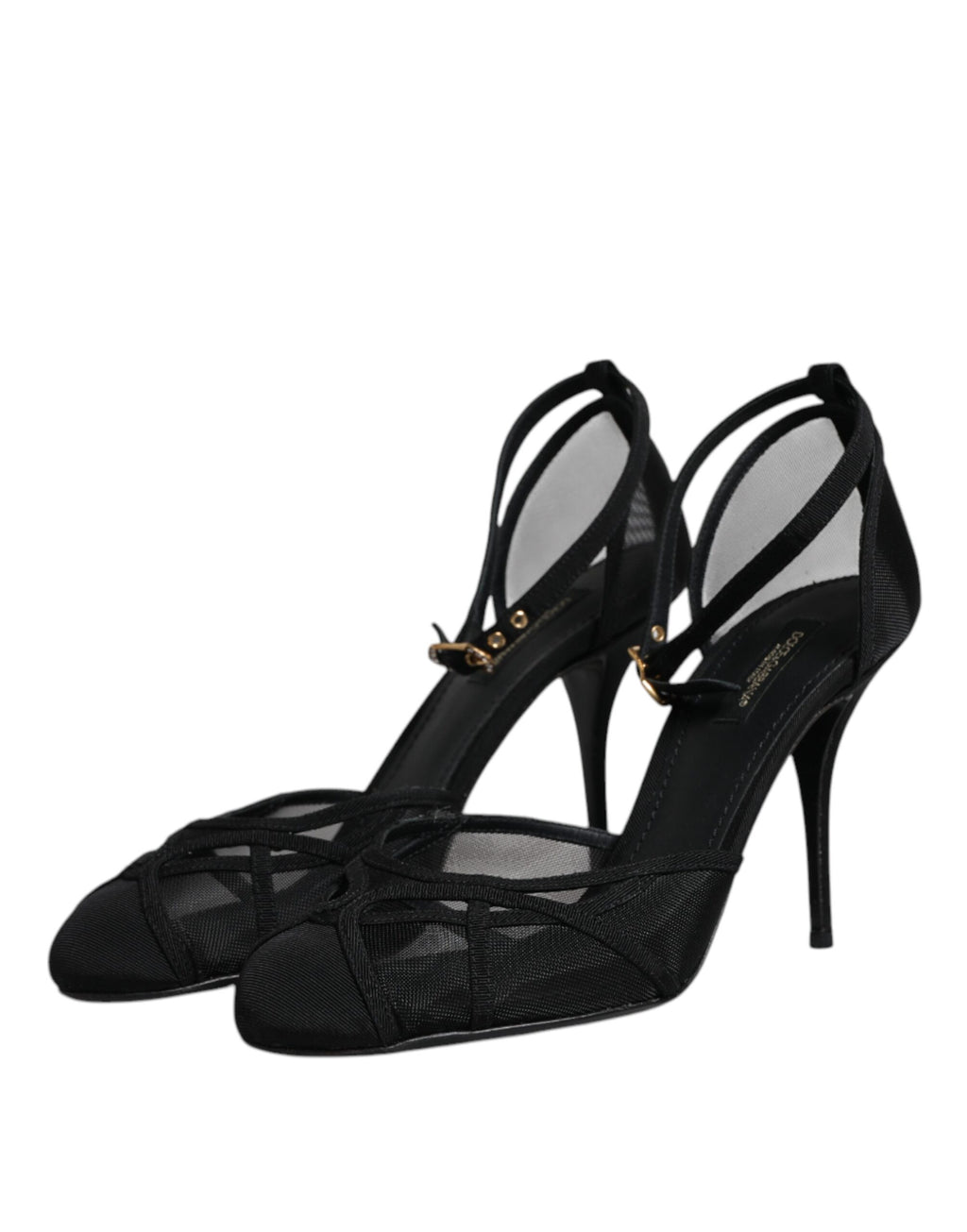 Svarta Mesh Ankelrem Klackar Pumps Skor
