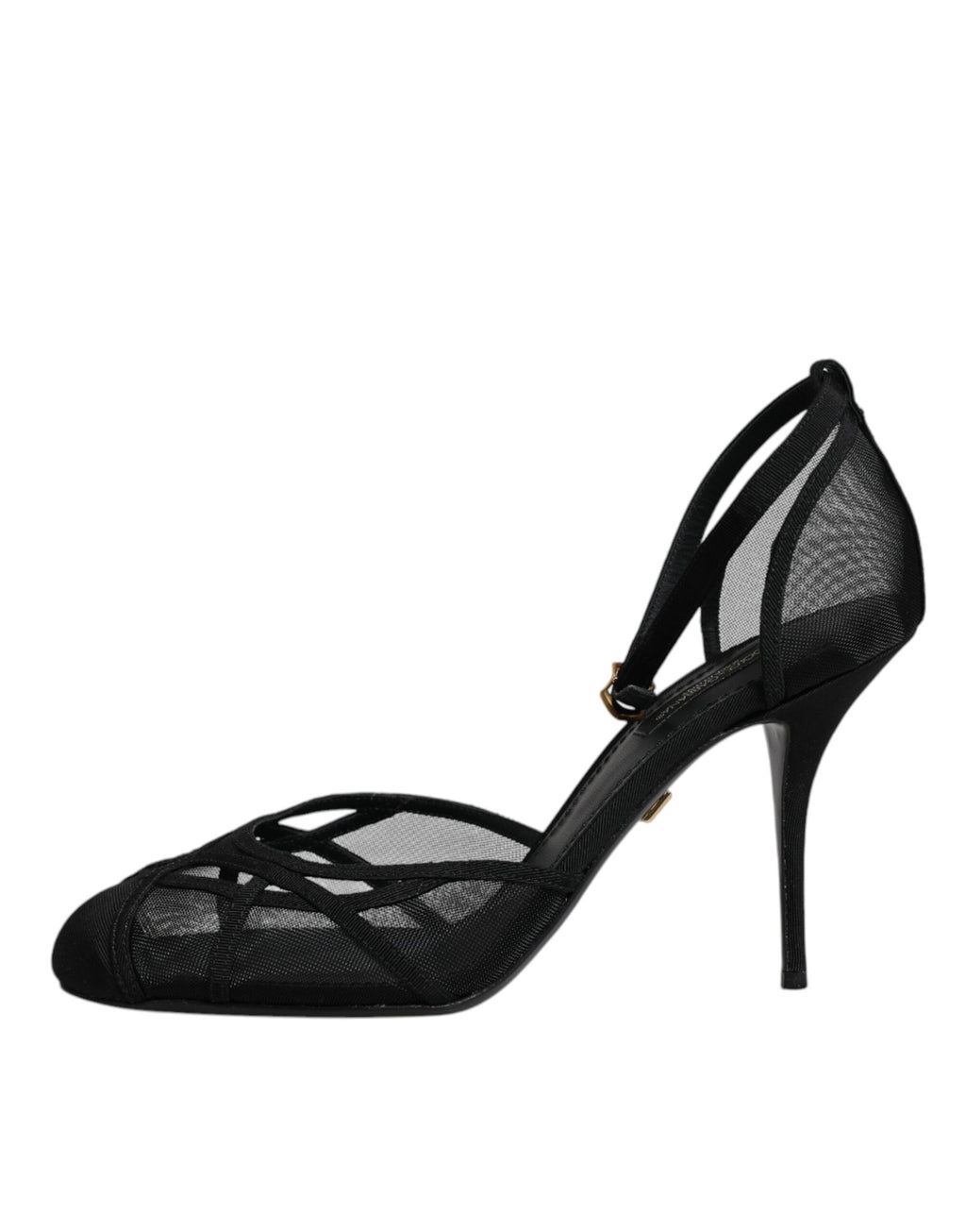 Svarta Mesh Ankelrem Klackar Pumps Skor