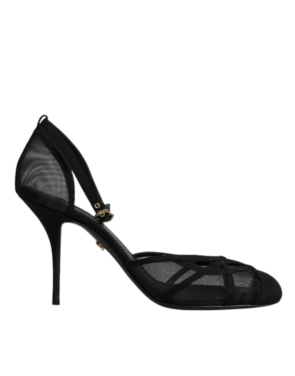 Svarta Mesh Ankelrem Klackar Pumps Skor