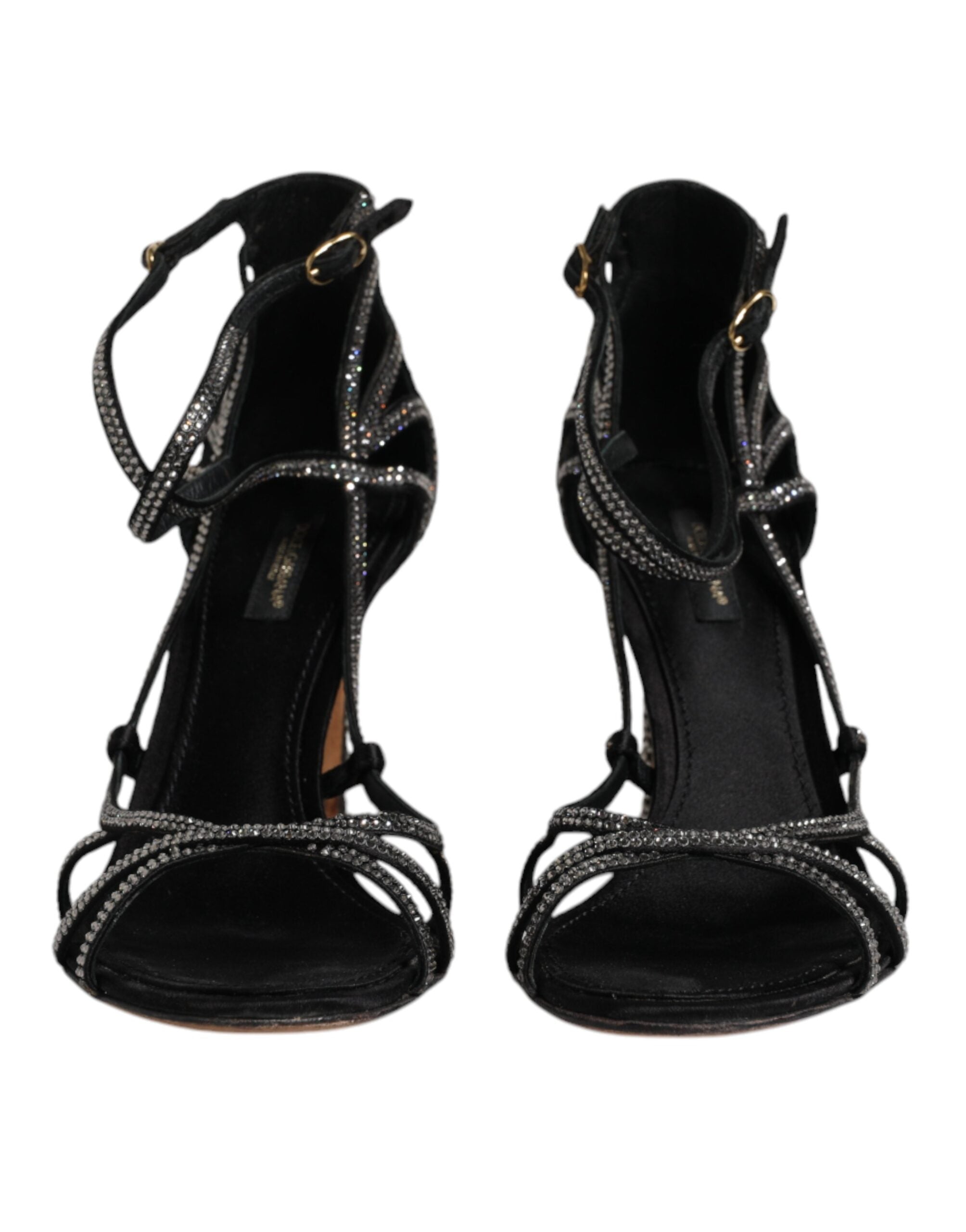 Svarta strass ankelrem klackskor sandaler