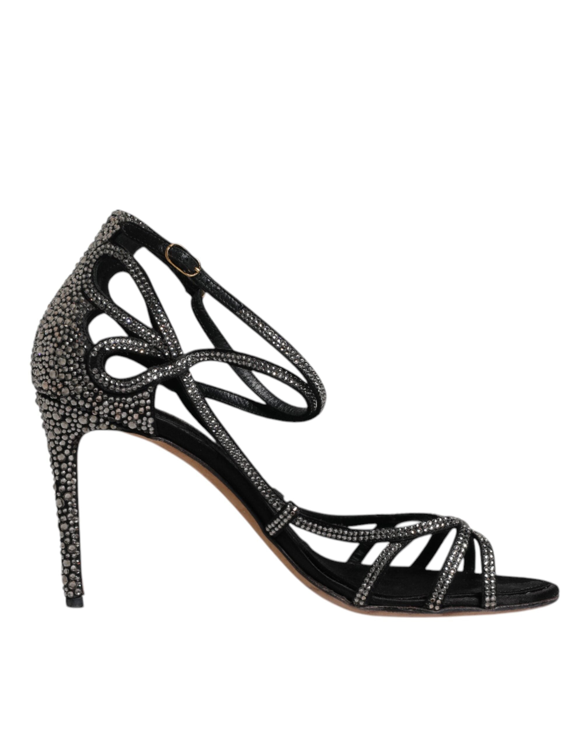 Svarta strass ankelrem klackskor sandaler