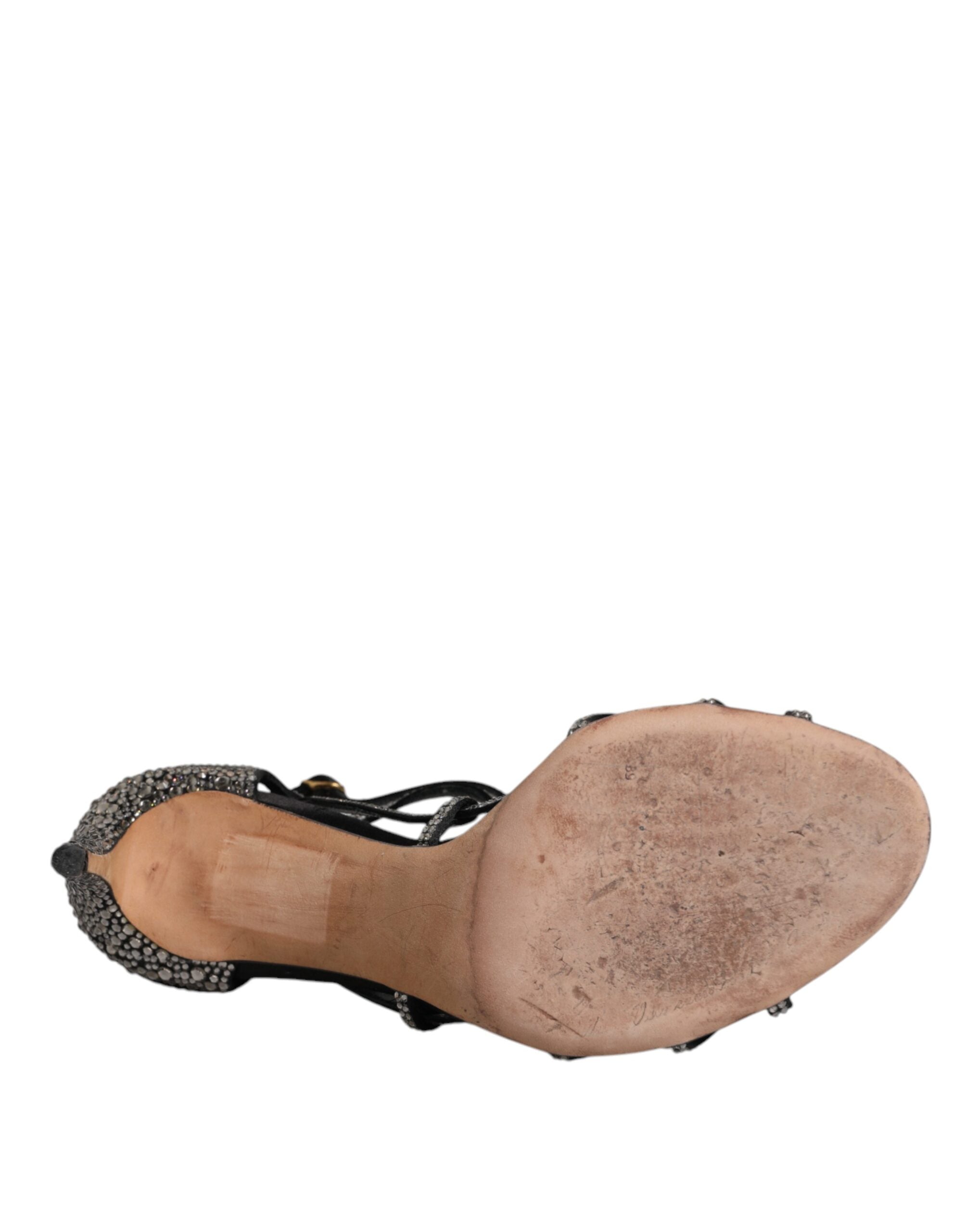 Svarta strass ankelrem klackskor sandaler