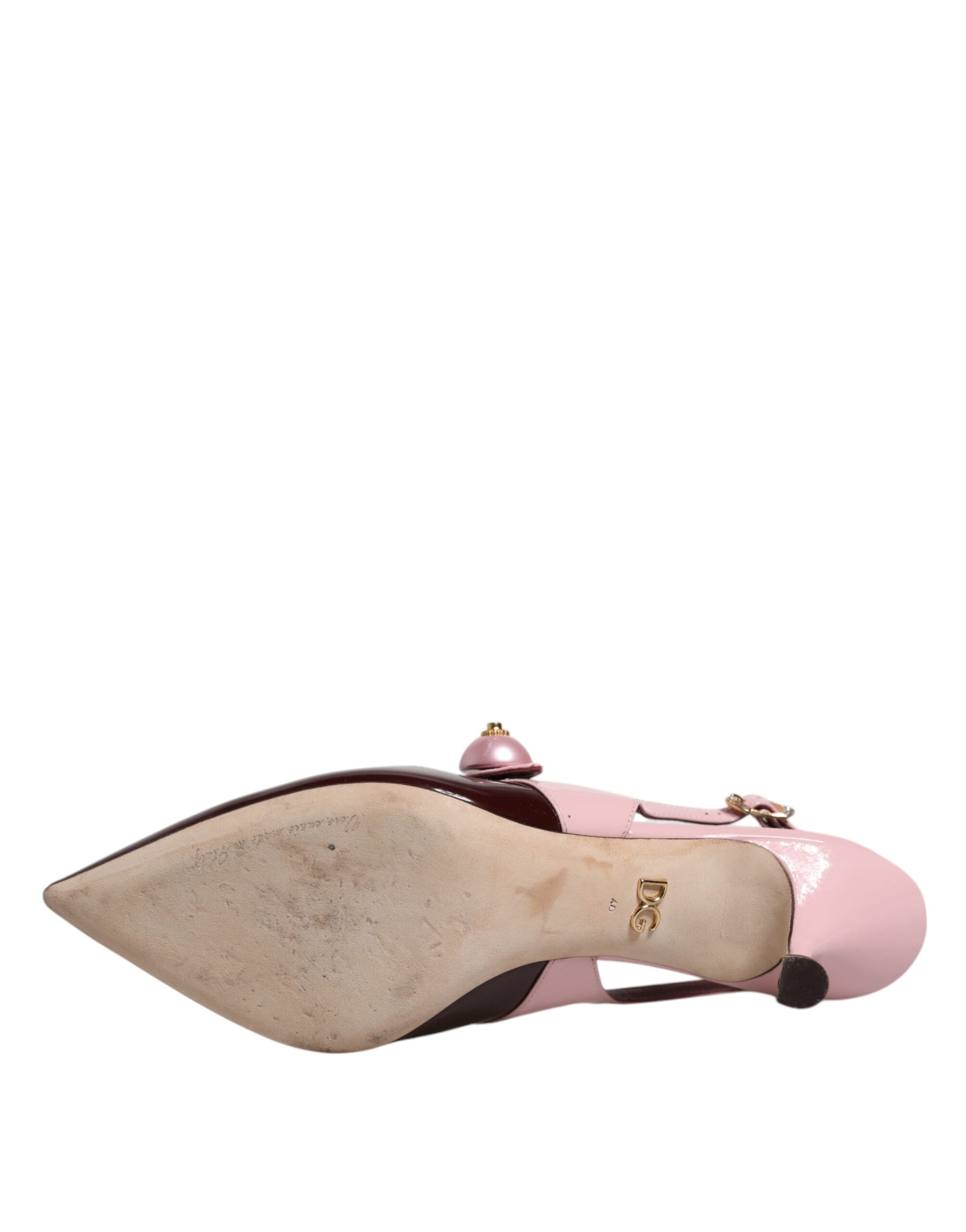 Rosa Rödbruna Läder Kitten Heels Slingbacks Skor