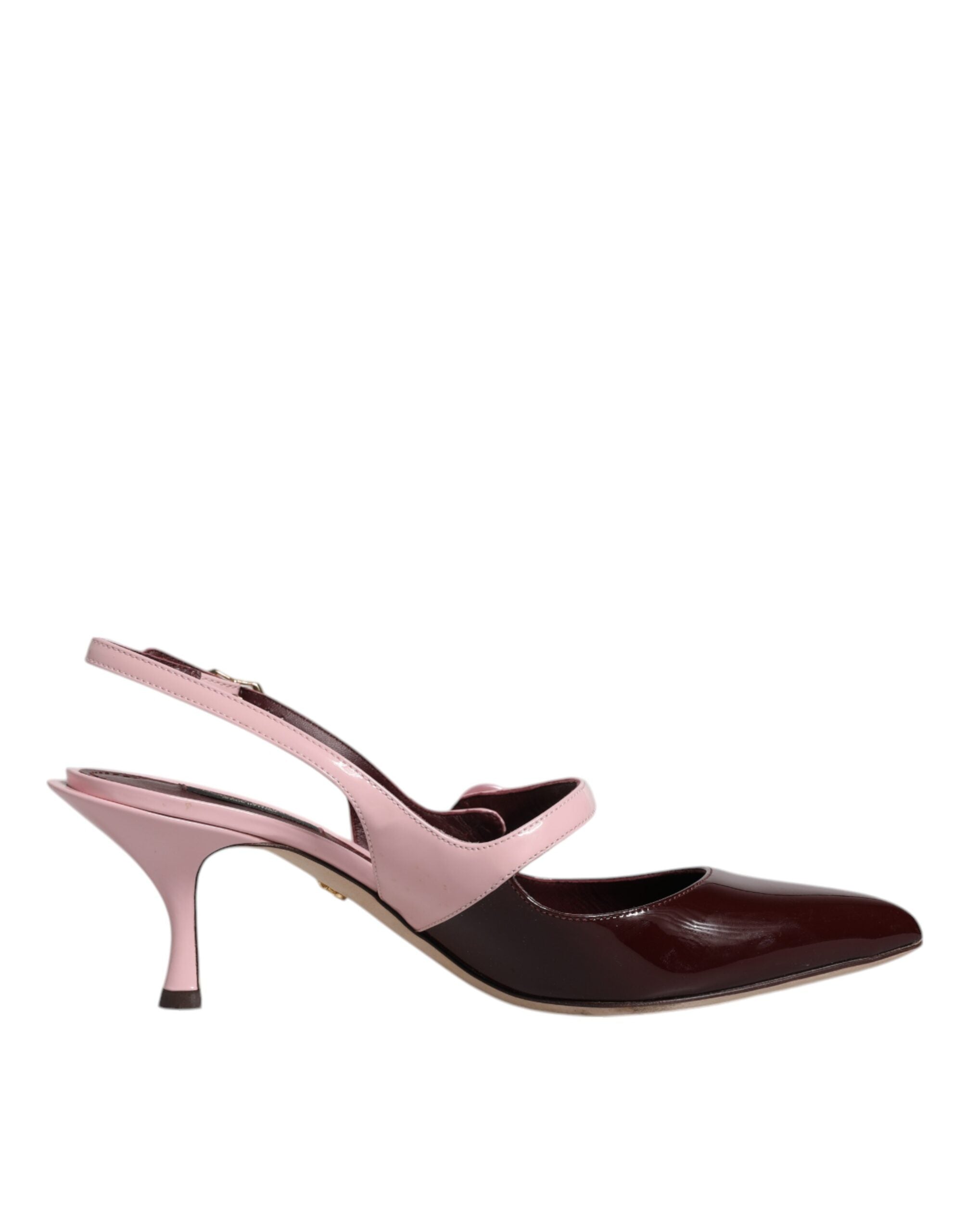 Rosa Rödbruna Läder Kitten Heels Slingbacks Skor