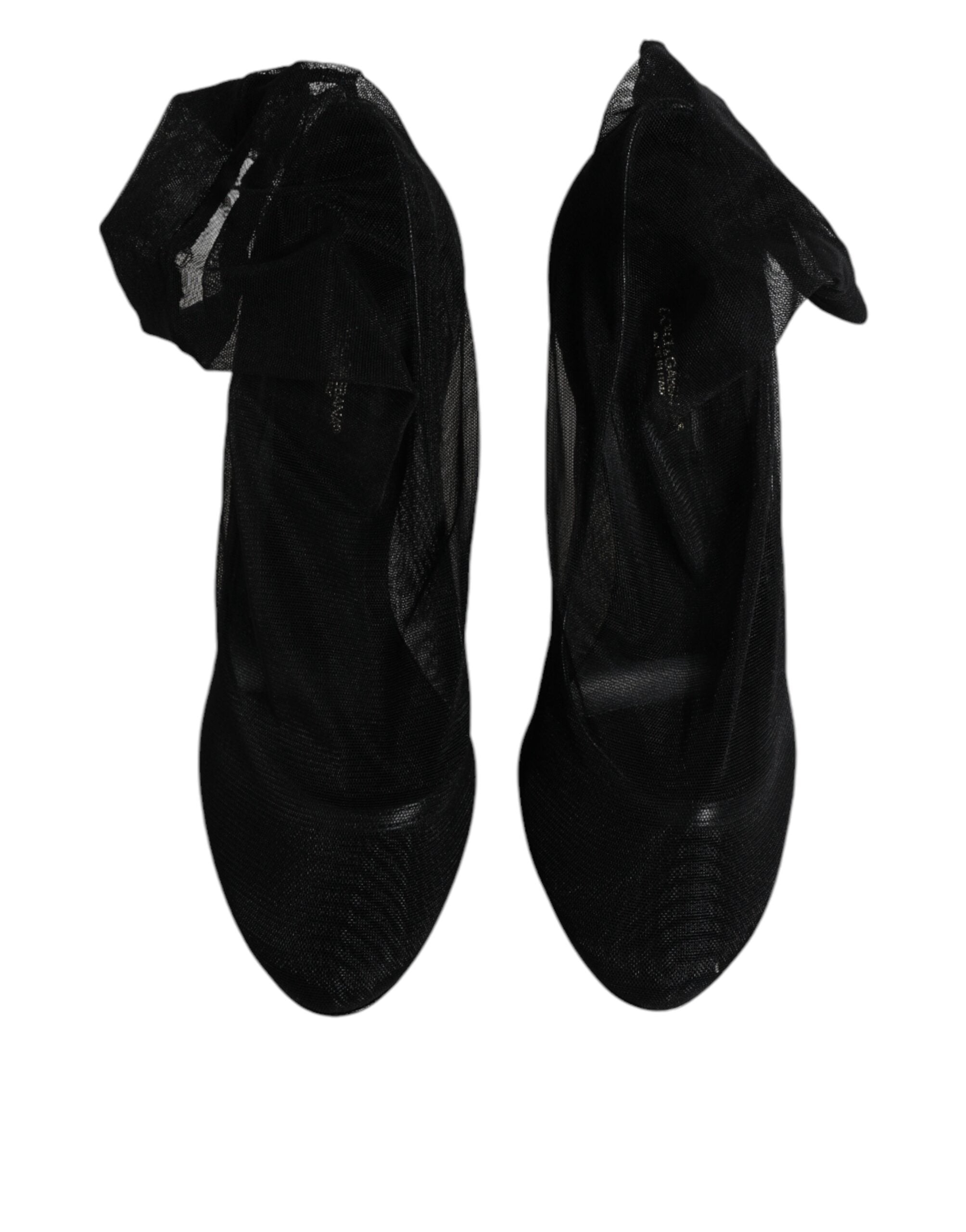 Svarta stövlar i nylon med stretchig mesh