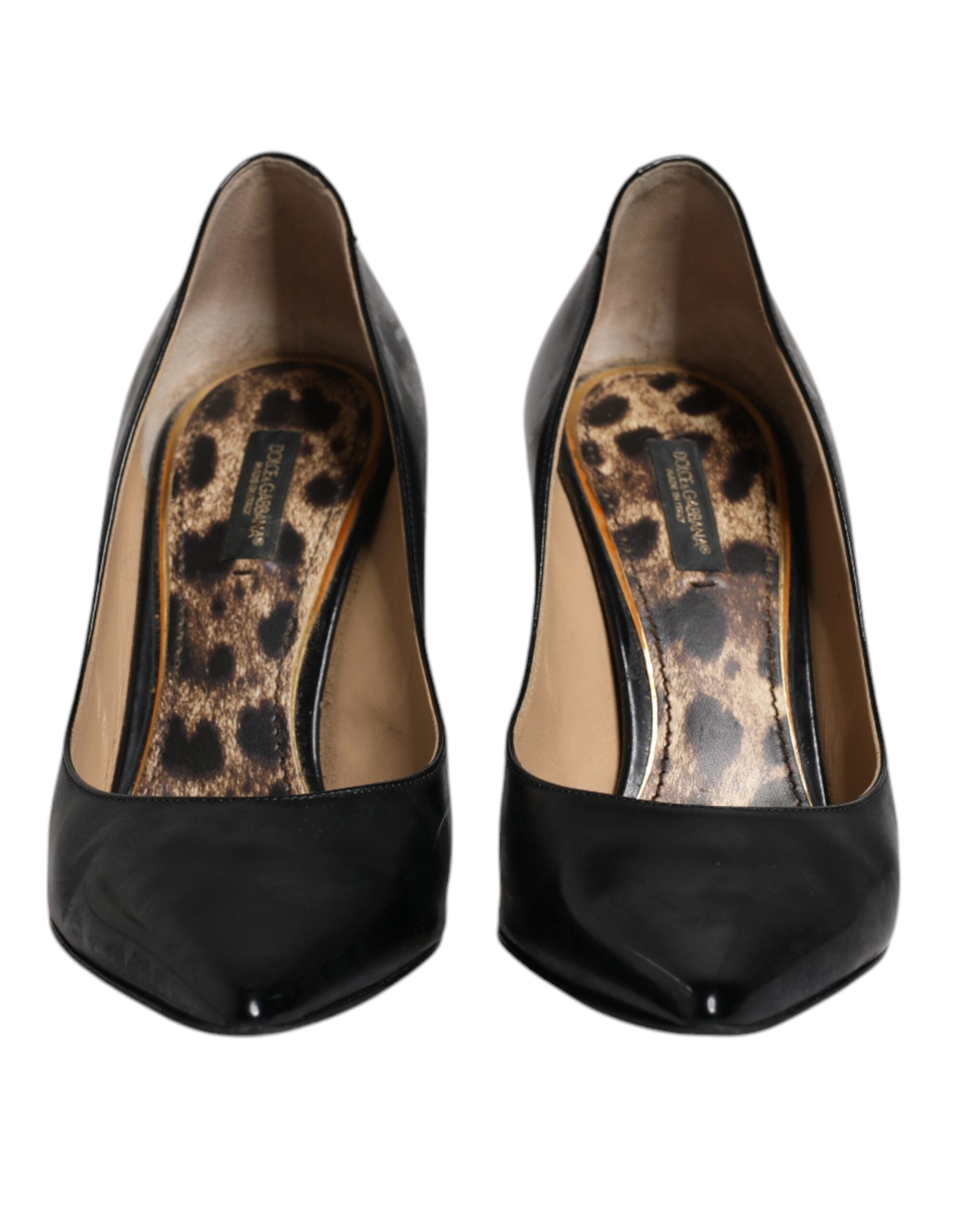 Svarta kalvskinns- och stilettklackade pumps