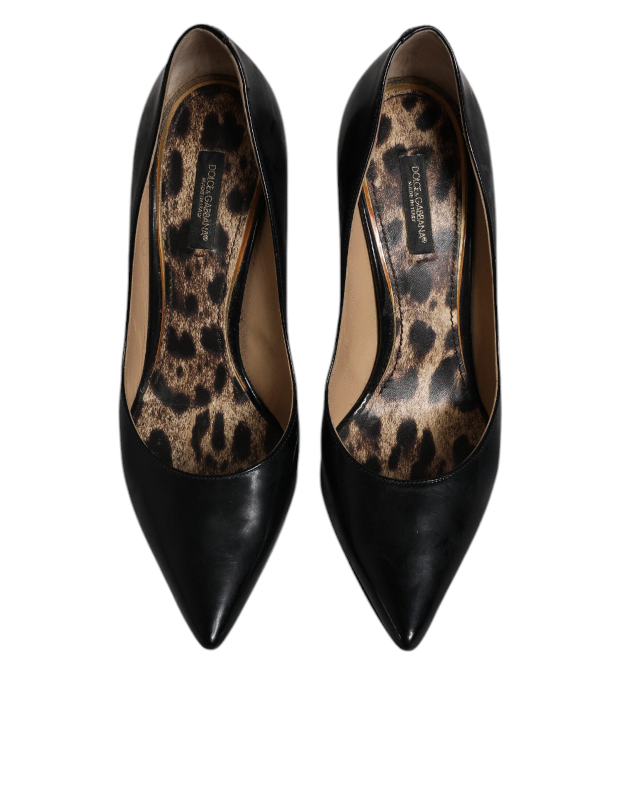 Svarta kalvskinns- och stilettklackade pumps