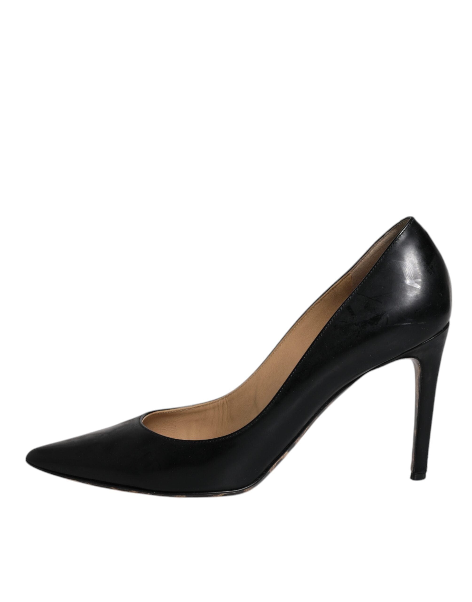 Svarta kalvskinns- och stilettklackade pumps