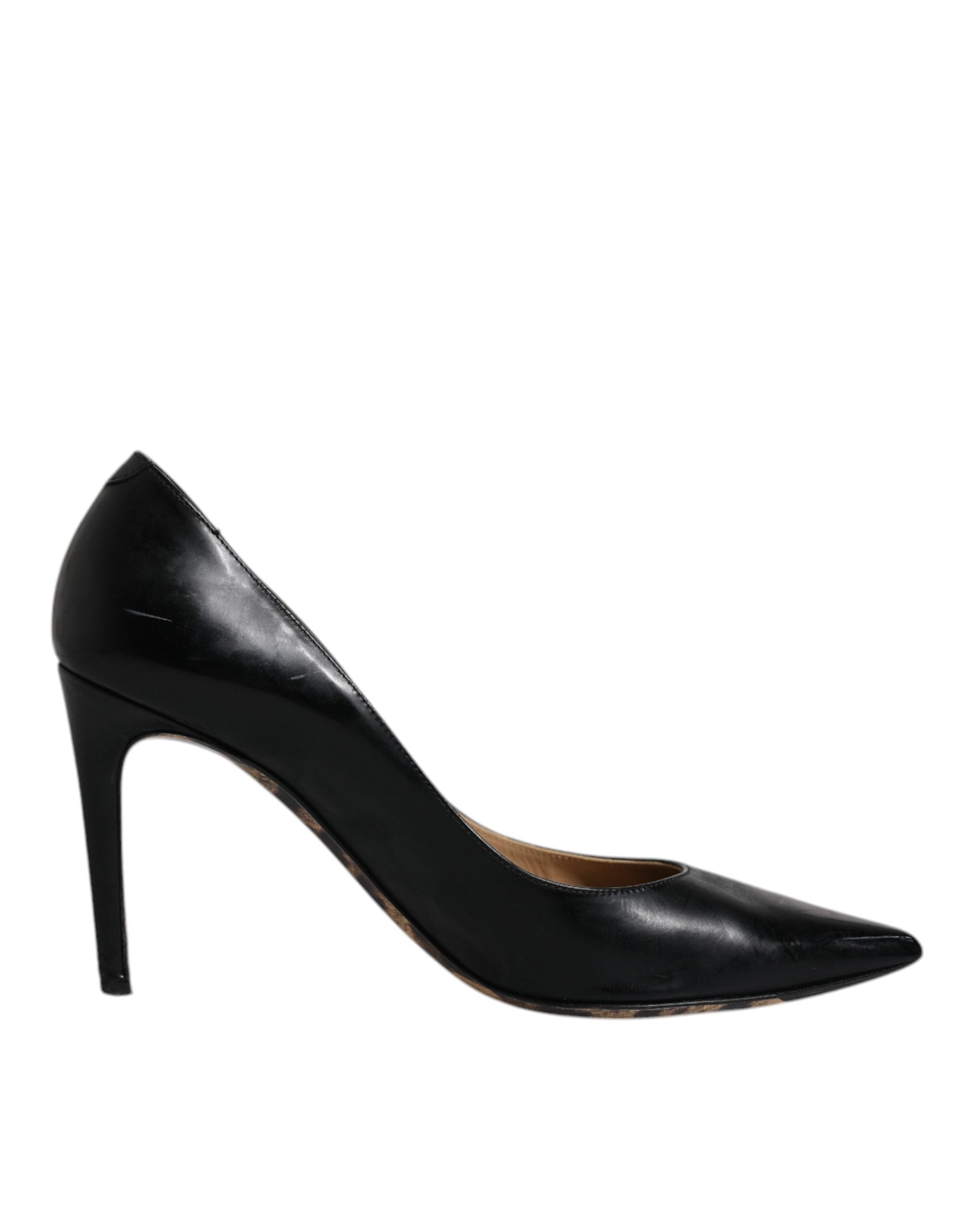 Svarta kalvskinns- och stilettklackade pumps