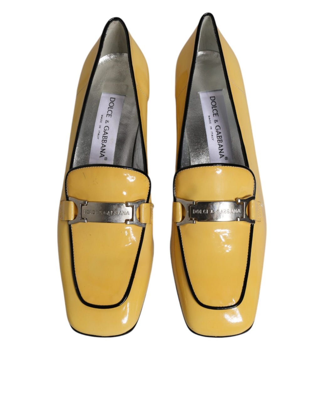 Gule slip-on mokassinsko i skinn med logoplakett