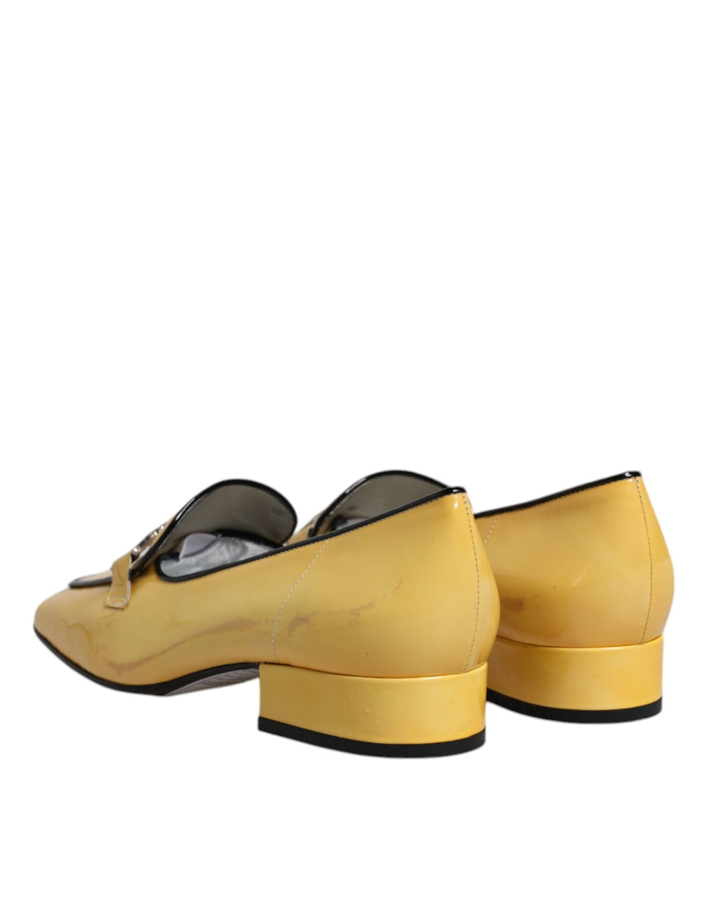 Gule slip-on mokassinsko i skinn med logoplakett