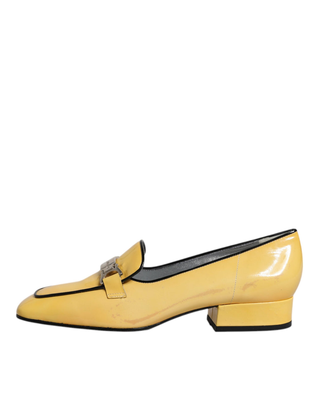Gule slip-on mokassinsko i skinn med logoplakett