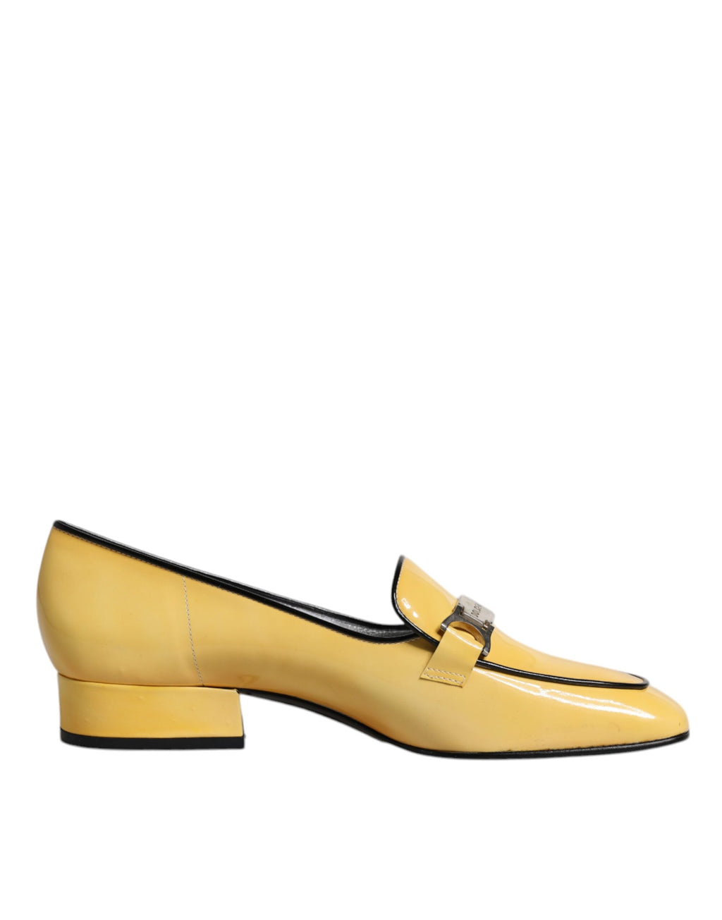 Gule slip-on mokassinsko i skinn med logoplakett