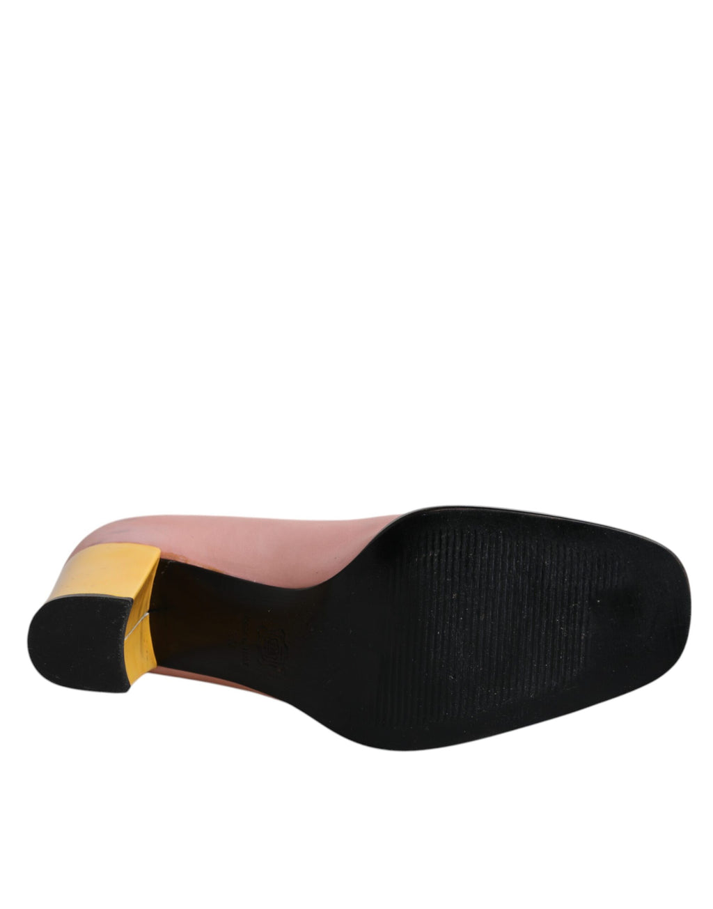 Rosa Gula Läder Blockklackade Pumps Skor
