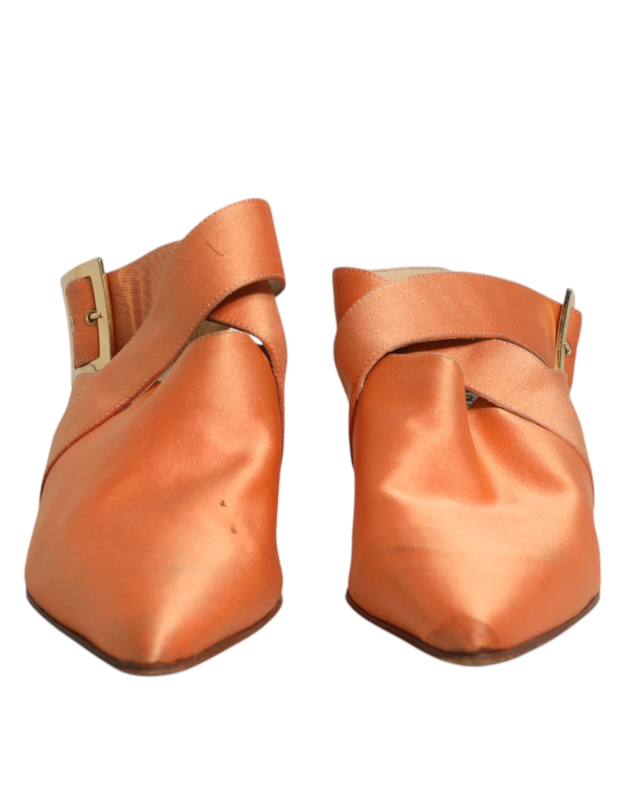 Orange Kitten Heels Slingback Sandaler Skor