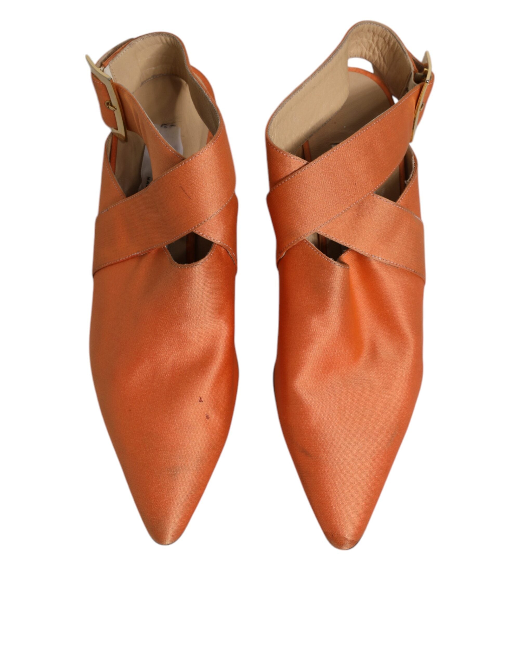 Orange Kitten Heels Slingback Sandaler Skor