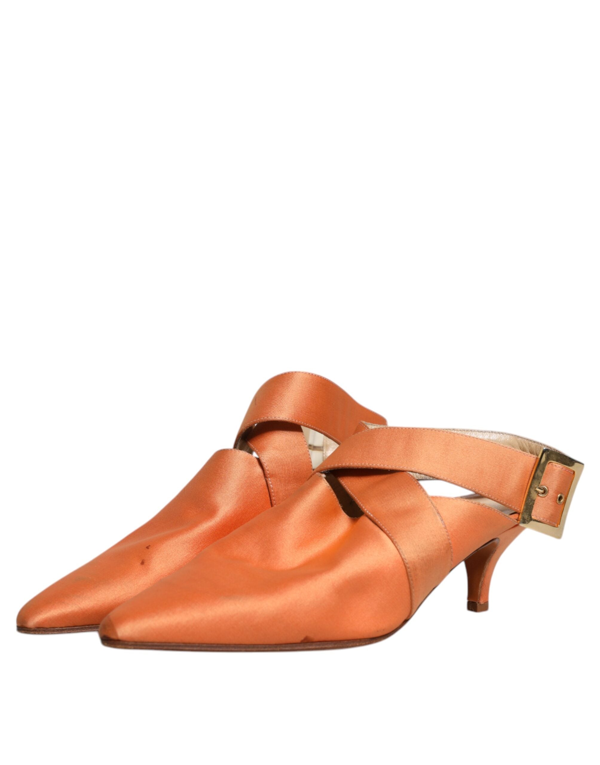 Orange Kitten Heels Slingback Sandaler Skor