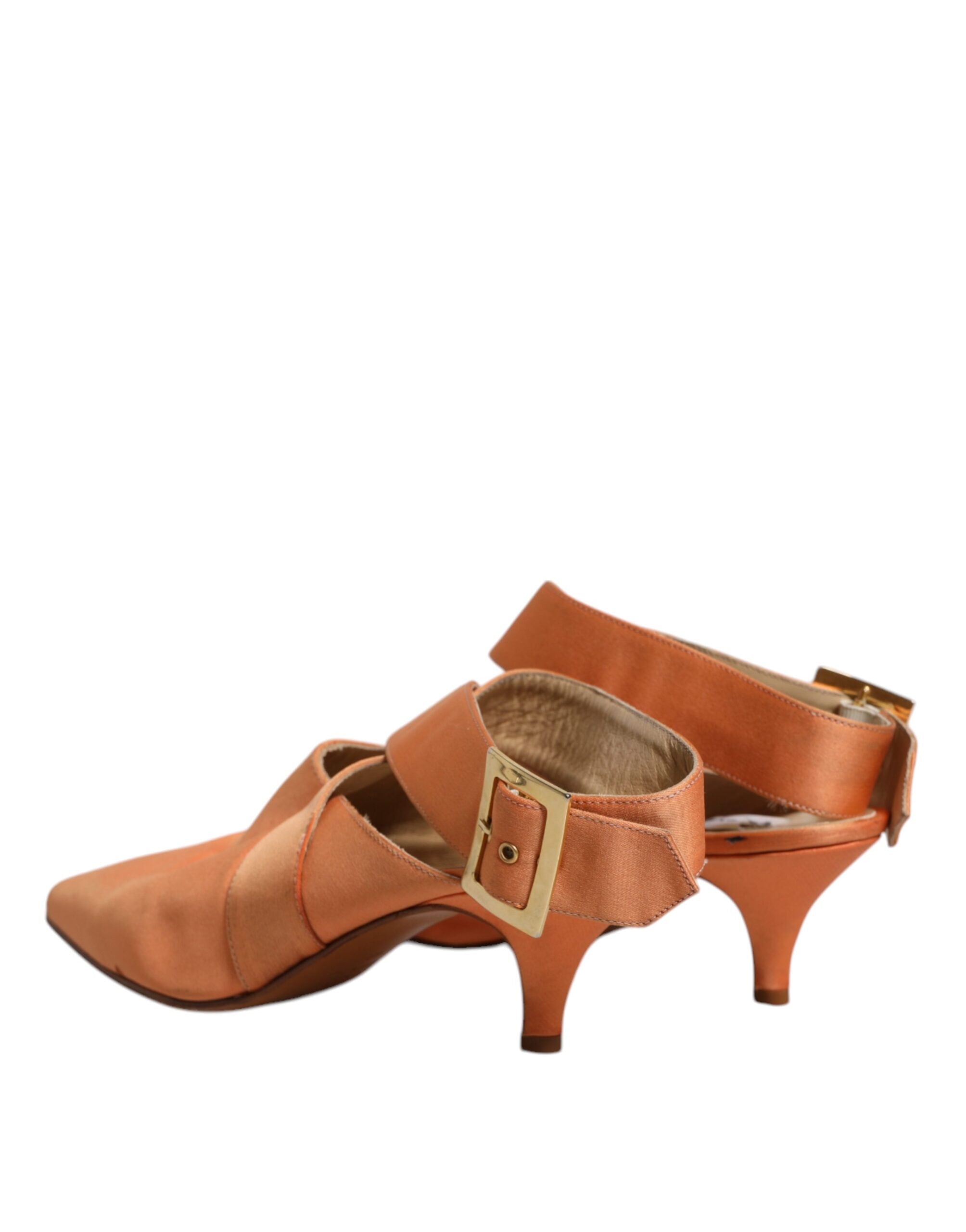 Orange Kitten Heels Slingback Sandaler Skor