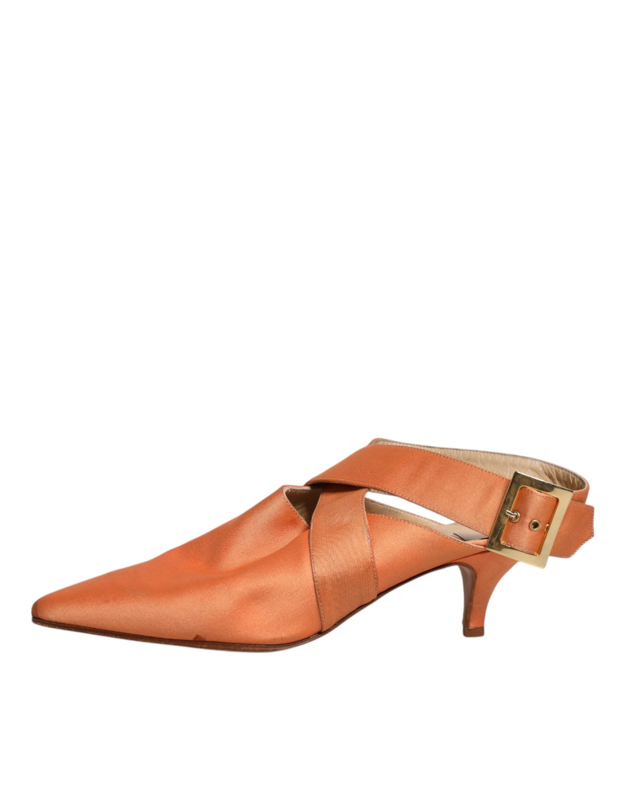 Orange Kitten Heels Slingback Sandaler Skor