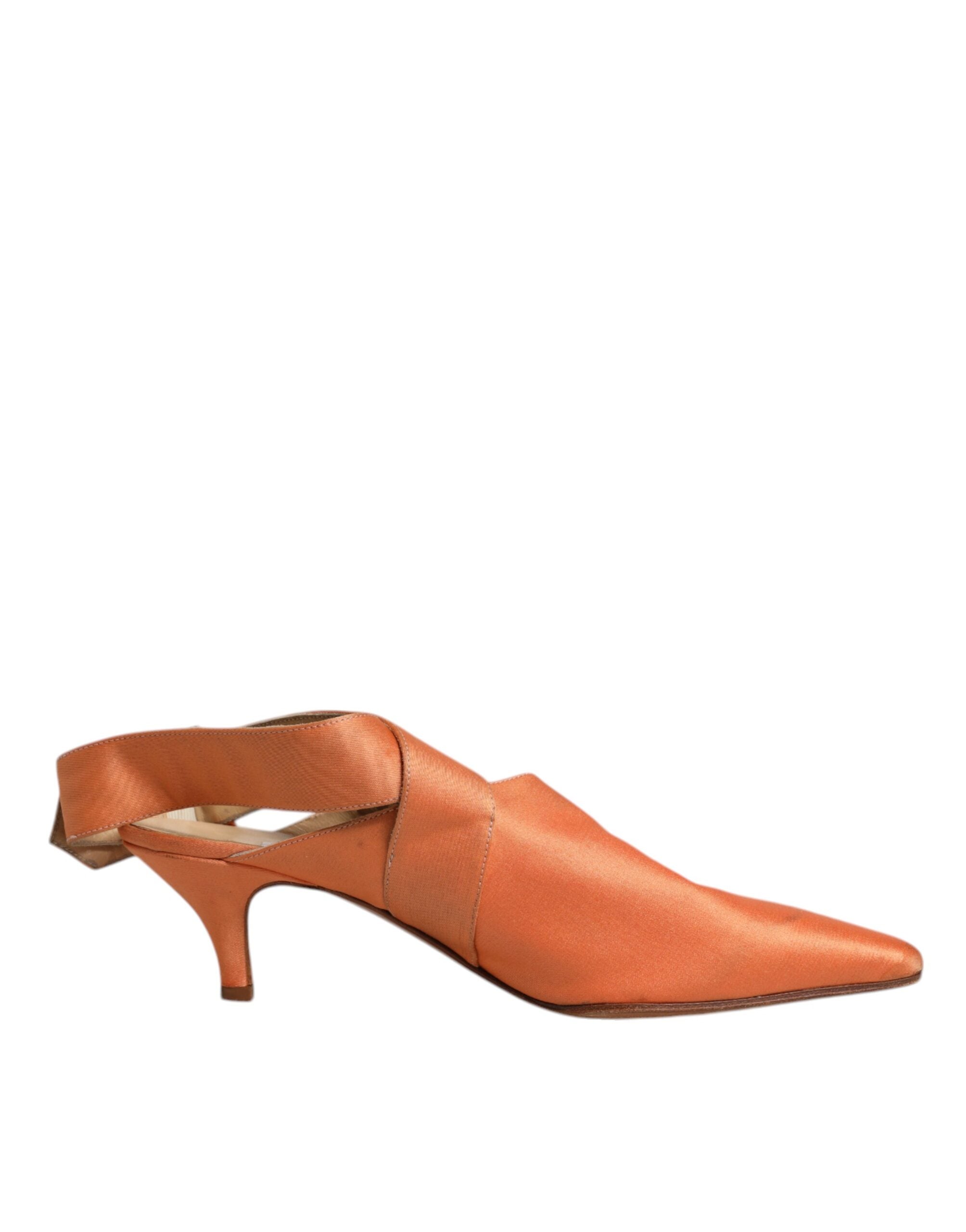 Orange Kitten Heels Slingback Sandaler Skor