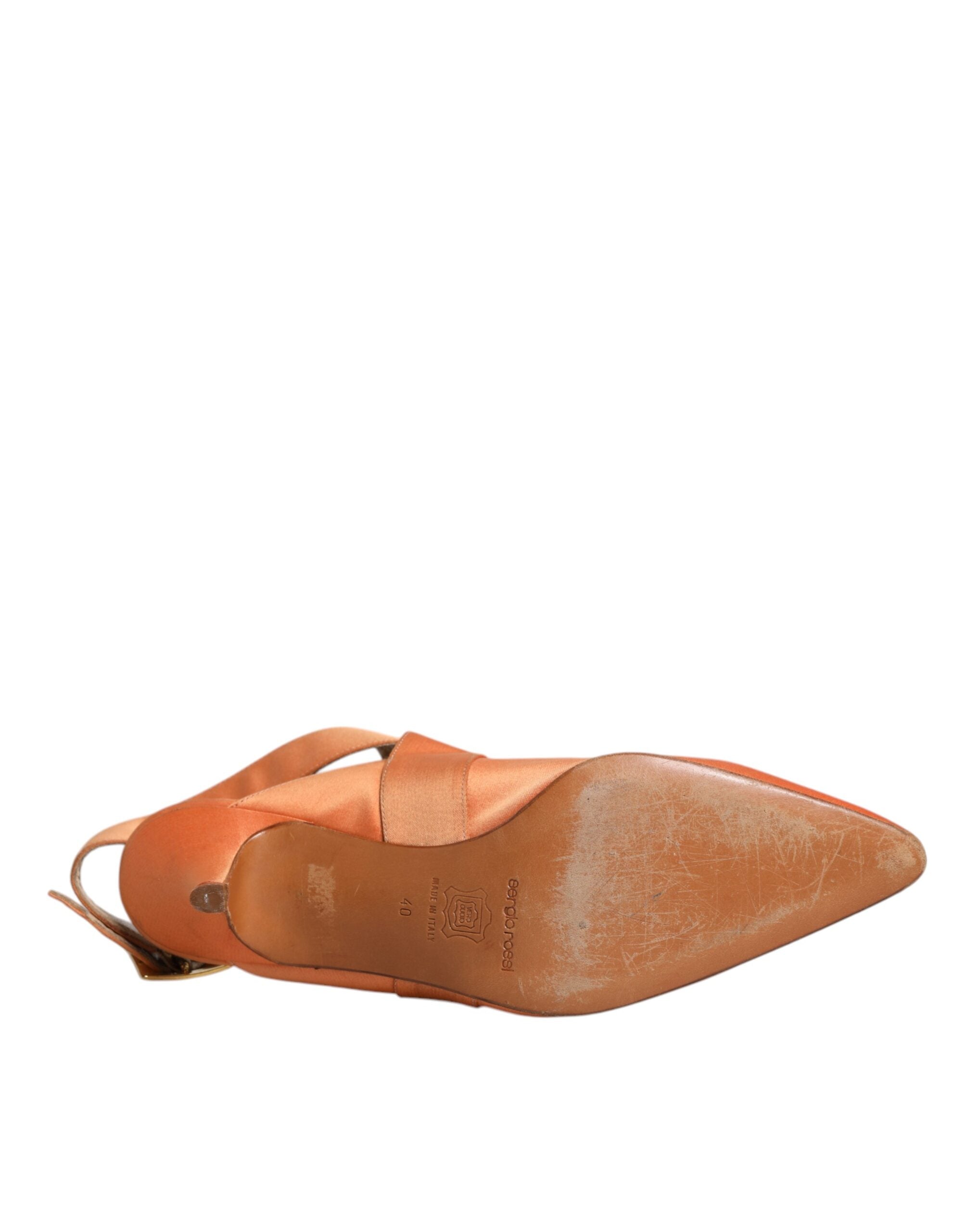 Orange Kitten Heels Slingback Sandaler Skor